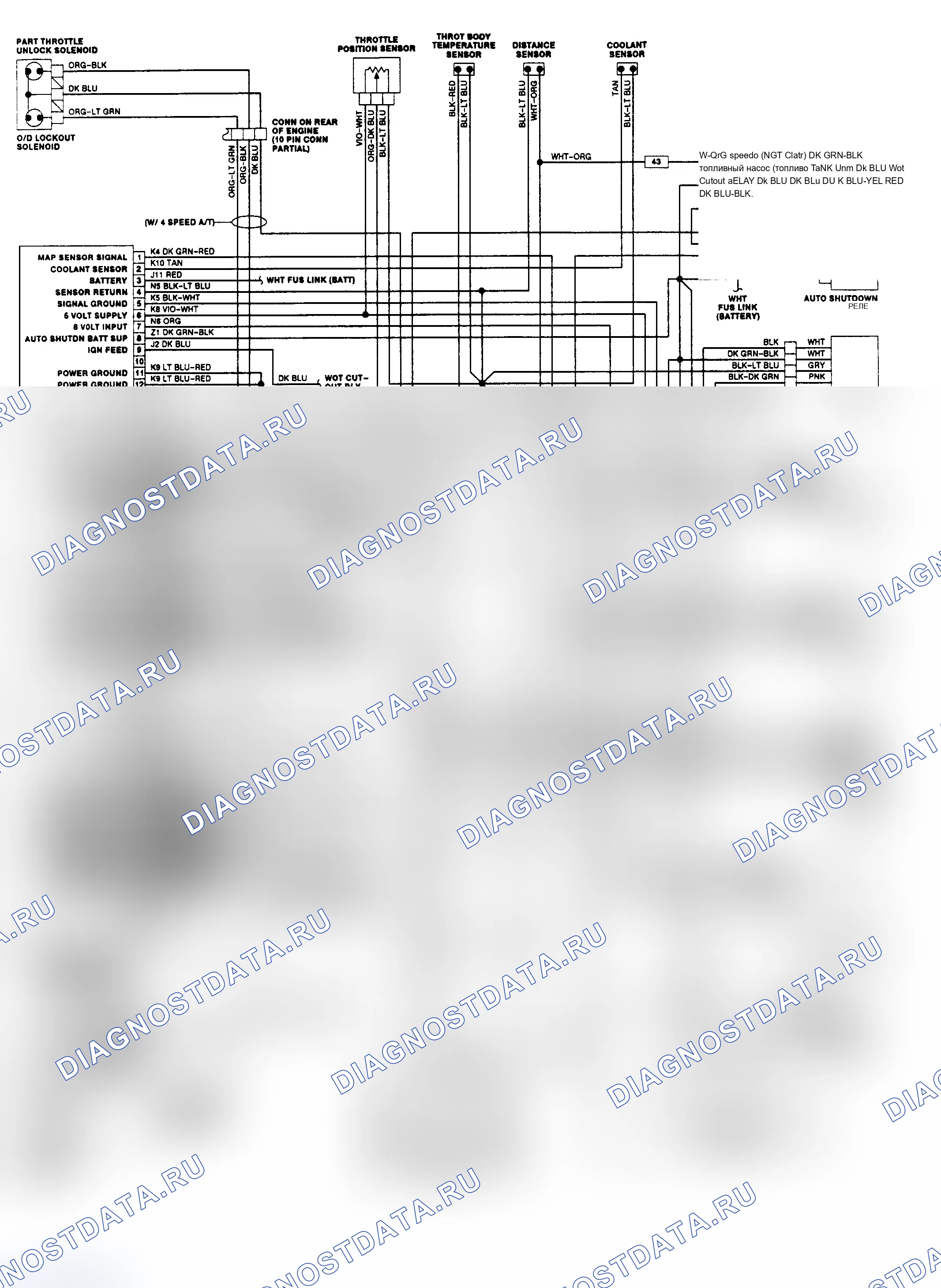 Рис. 6: Принципиальная электрическая схема (Pickup и Ramcharger 3.9L, 5.2L и 5.9L). Dodge Dakota 