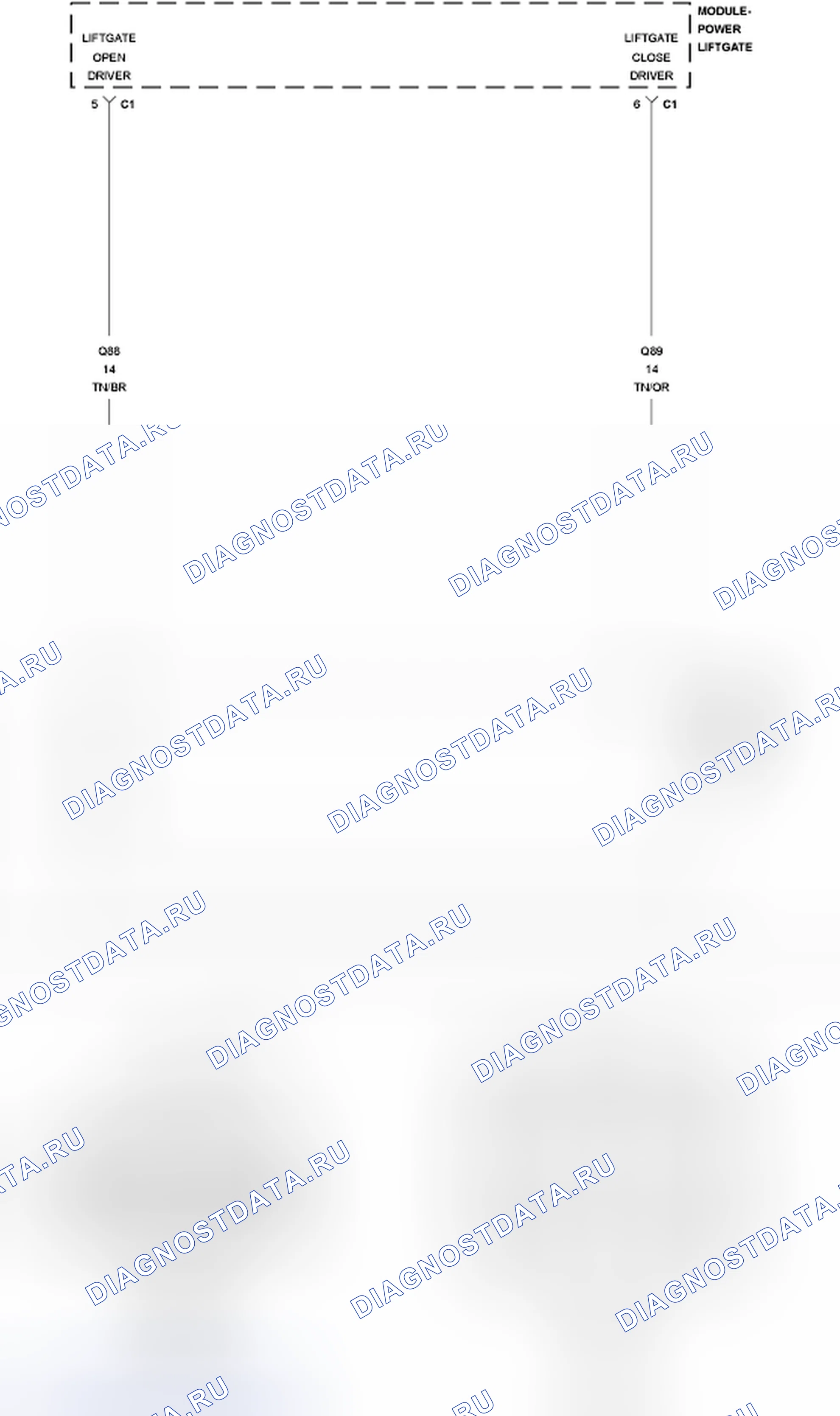 Рис. 243: B188D-Питание СХЕМА УПРАВЛЕНИЯ ПОДЪЕМНЫМ ЗАТВОРОМ 1 низкий. Dodge Grand Caravan V
