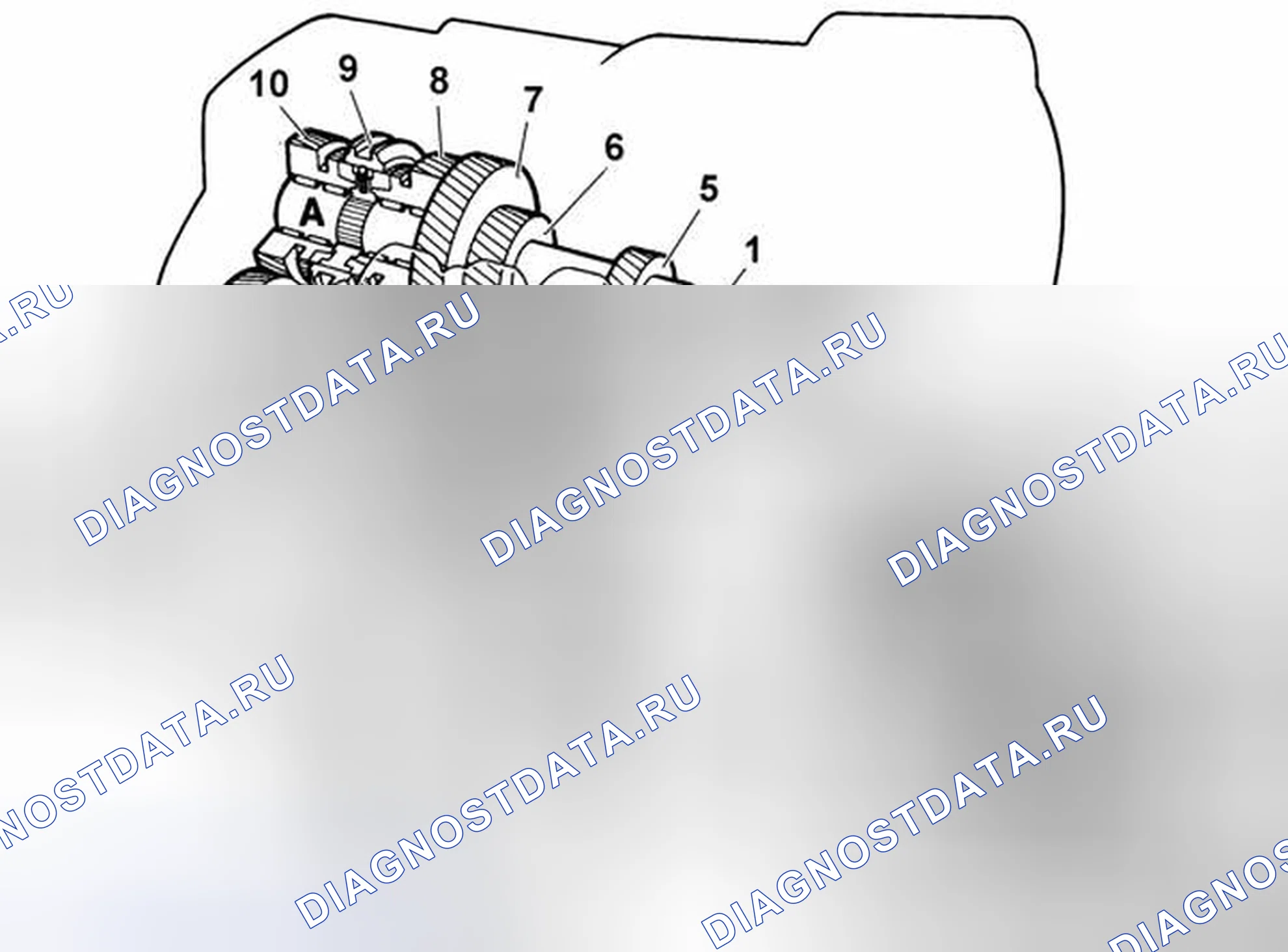 Рис. 66: ТРАНСМИССИЯ, ВНУТРЕННИЕ КОМПОНЕНТЫ. Volvo V50 I рестайлинг