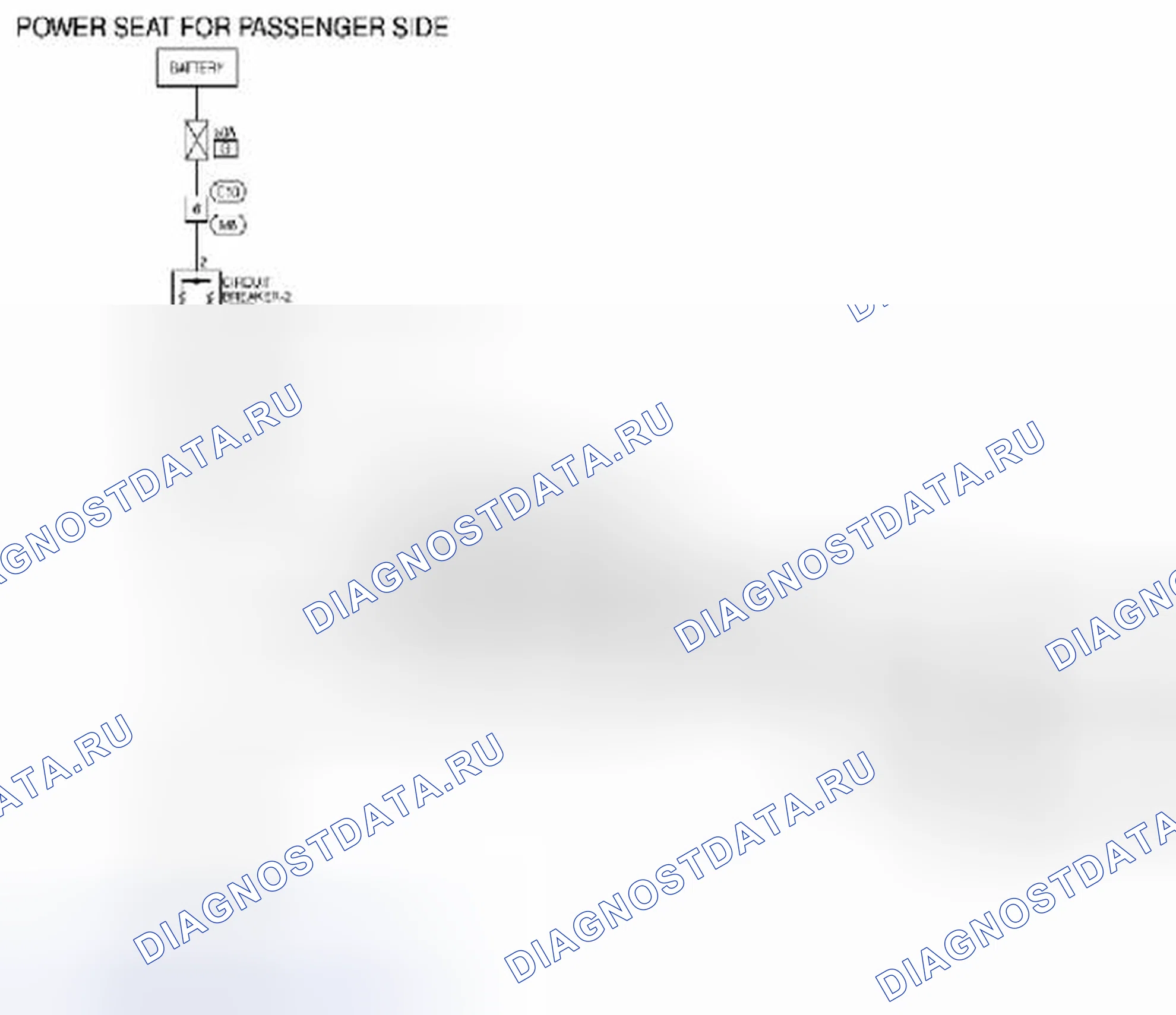 Рис. 201: Сиденье с электроприводом: электросхема [со стороны пассажира]. Suzuki Equator I