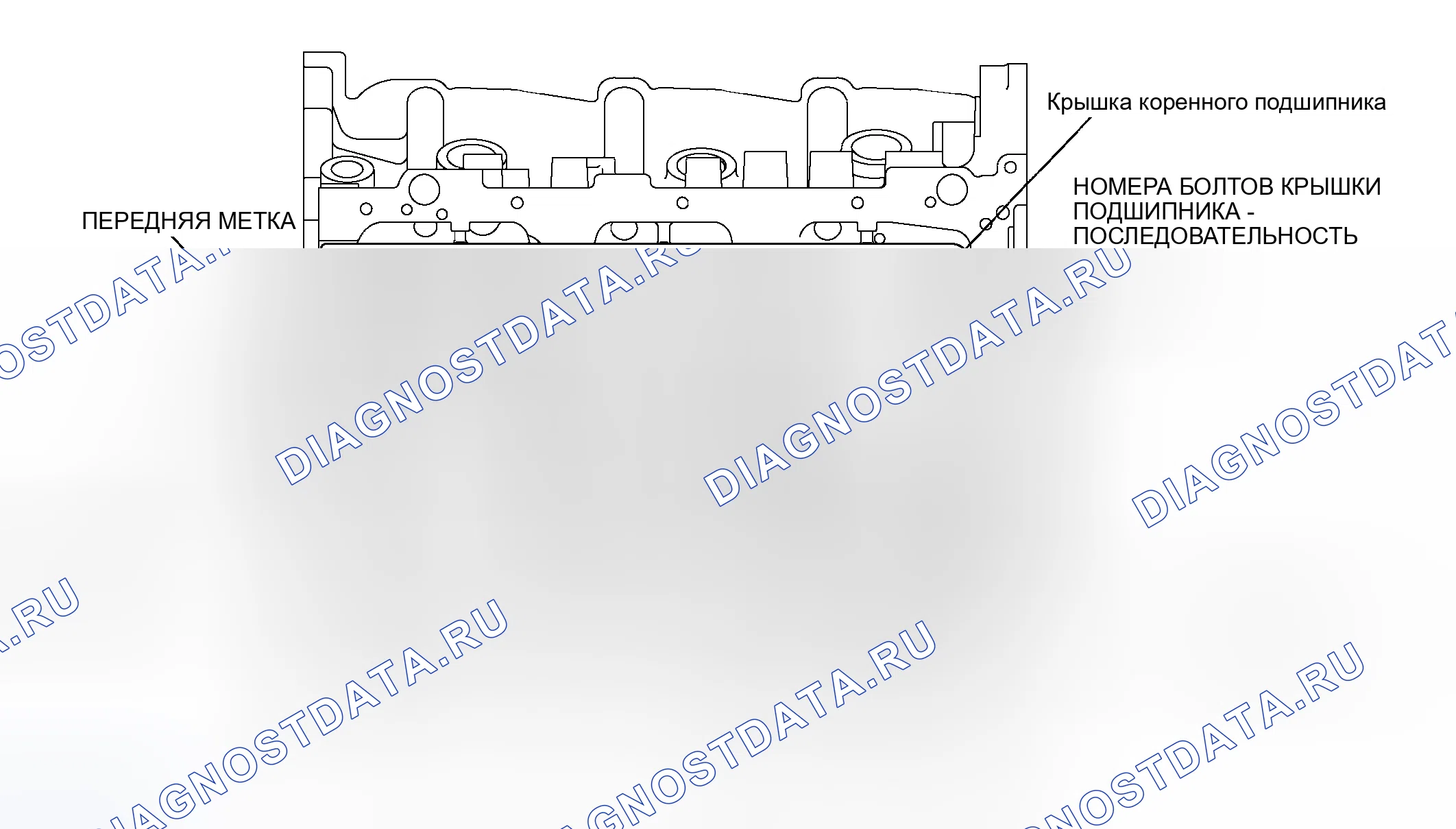 Рис. 141: > > D < < УСТАНОВКА КРЫШКИ ПОДШИПНИКА / БОЛТА. Honda Grace I