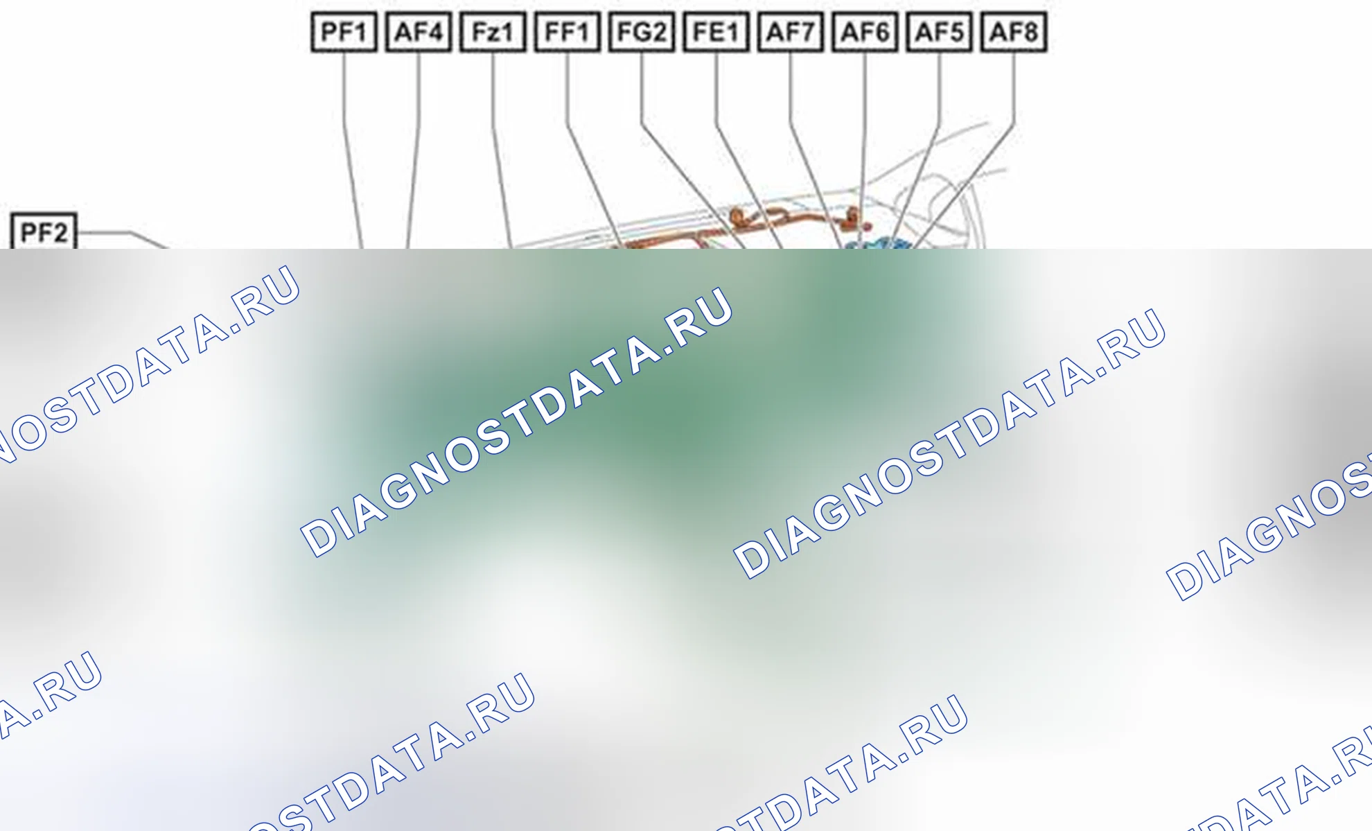 Рис. 509: Расположение соединителя, соединяющего электрожгут и жгут проводов. Honda Accord V