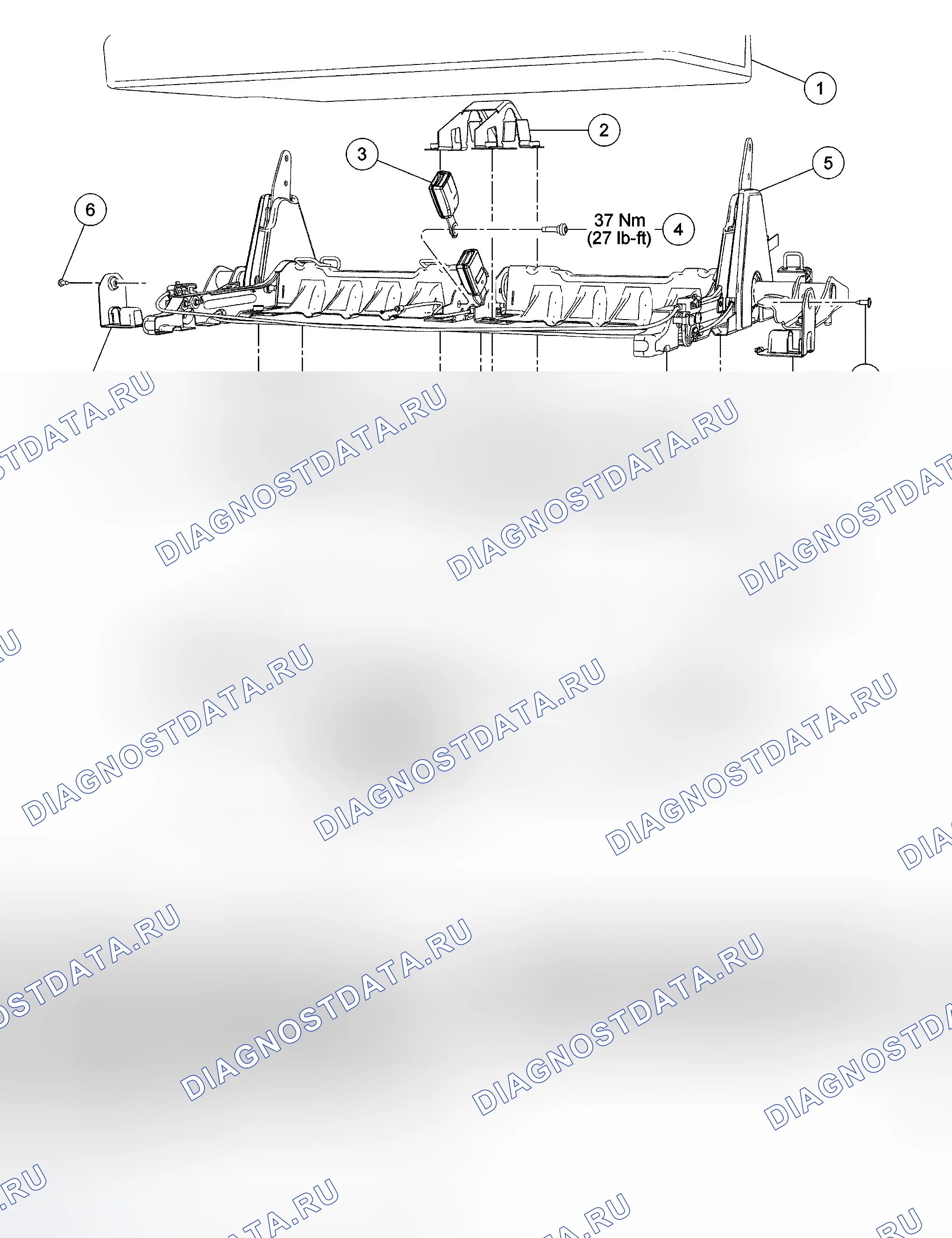 Рис. 26: Пряжка ремня безопасности - третий ряд, стенд. Hyundai Mistra II