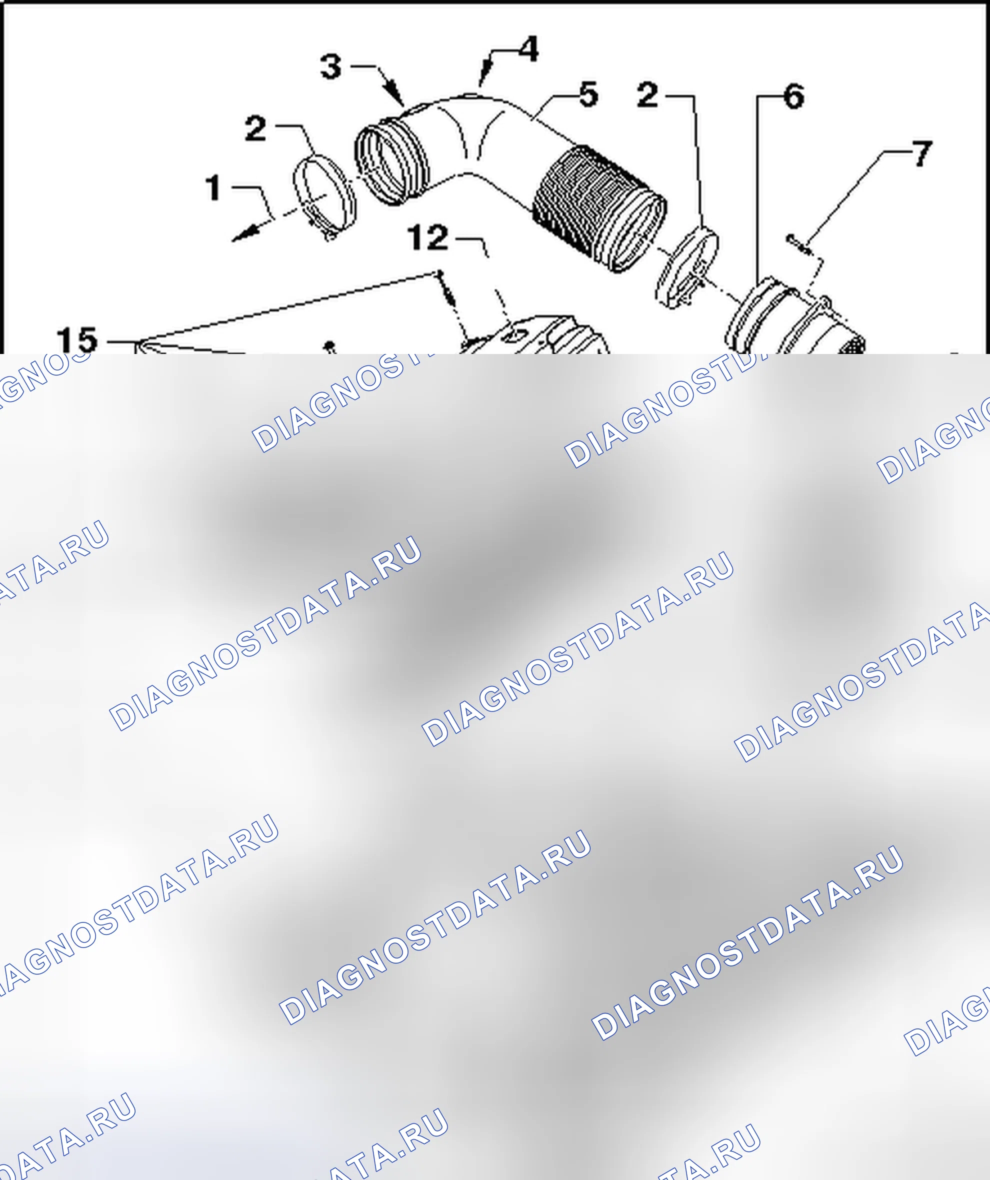 Рис. 53: ОБЗОР КРЫШКИ ДВИГАТЕЛЯ С ВОЗДУШНЫМ ФИЛЬТРОМ. Volkswagen Golf Mk7