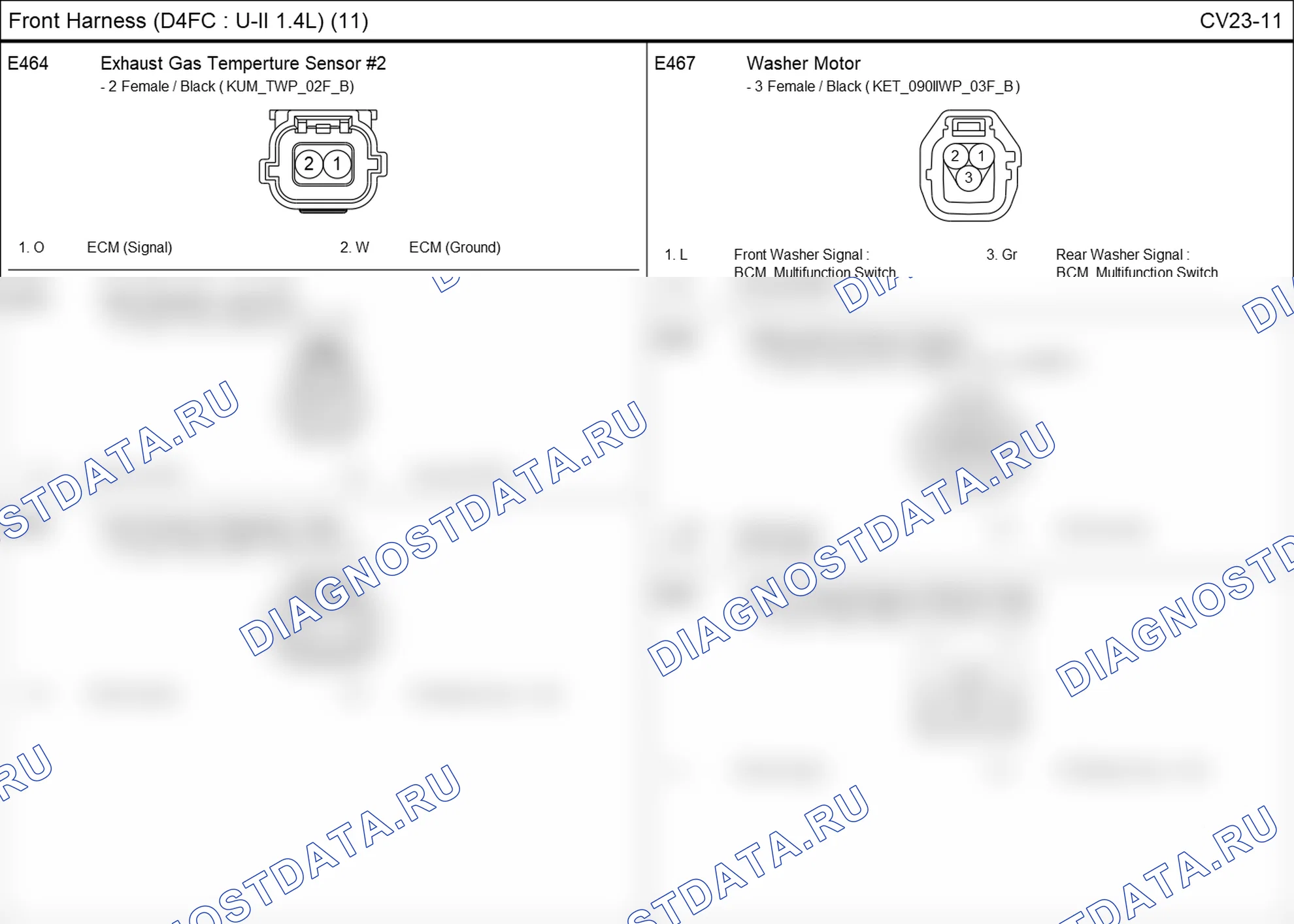 Распиновка разъёма E464 — front harness. Hyundai i20 GB
