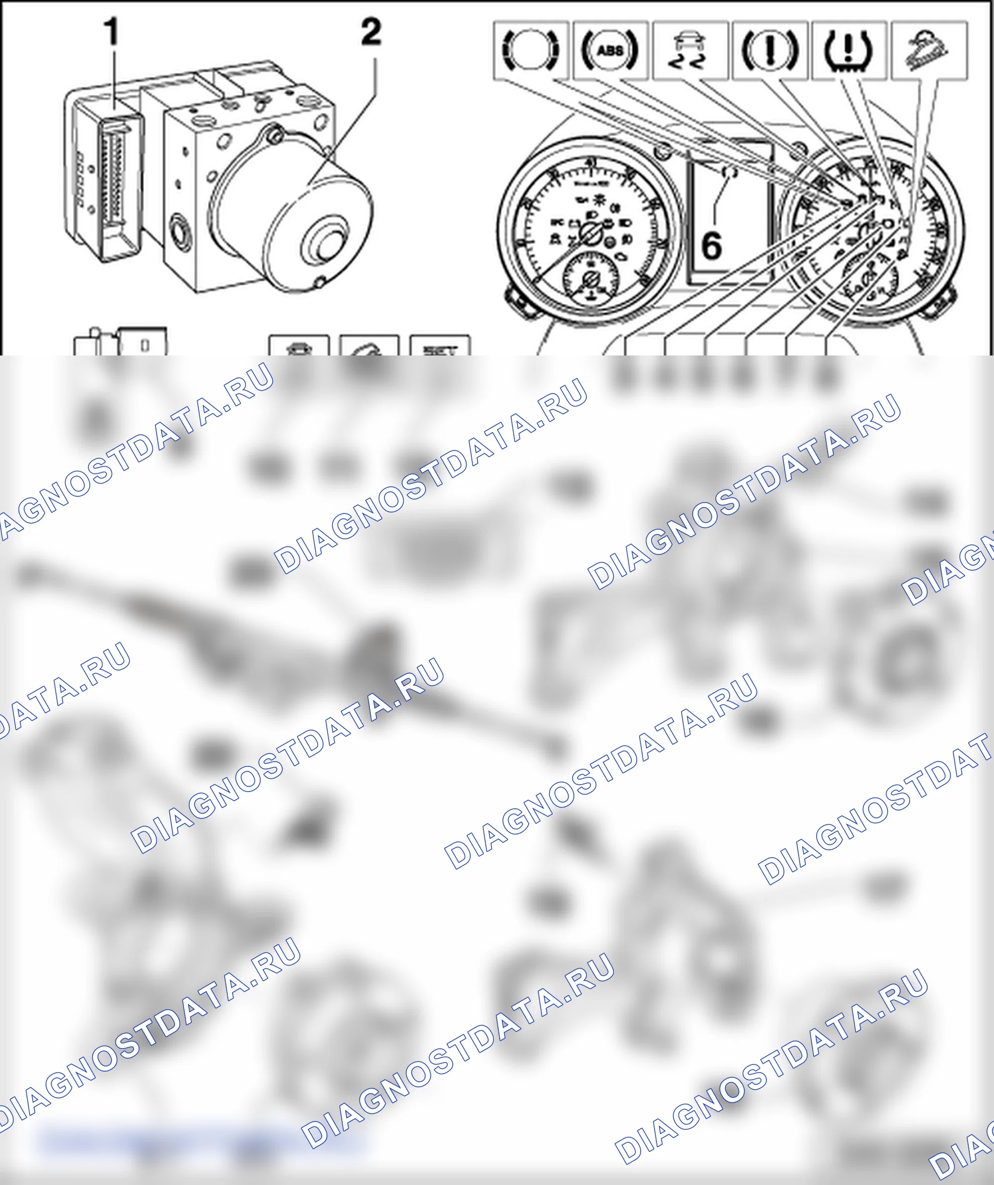 Электрические/электронные узлы и места установки ABS Mark 60 EC (ABS/EDS/ASR/ESP). Skoda Yeti I