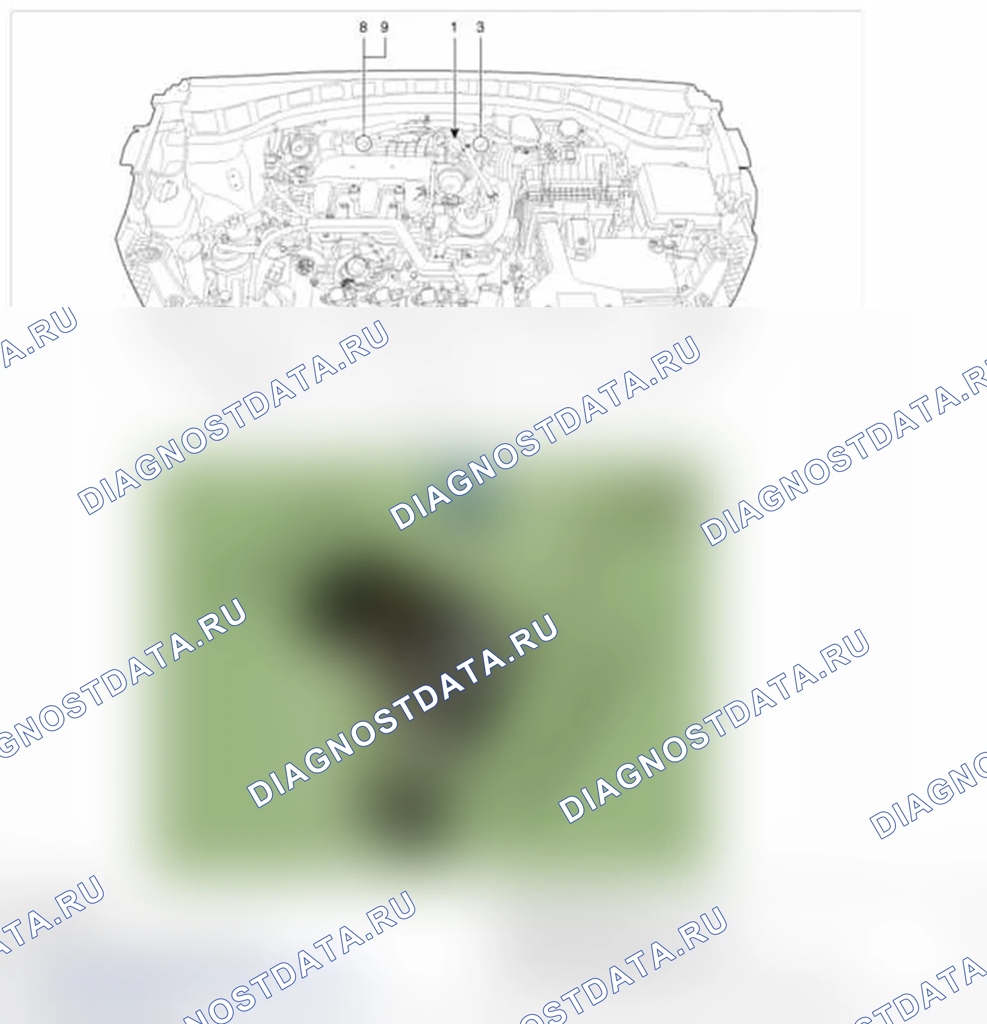 Рис. 134: Расположение компонентов. Hyundai Santa Fe III
