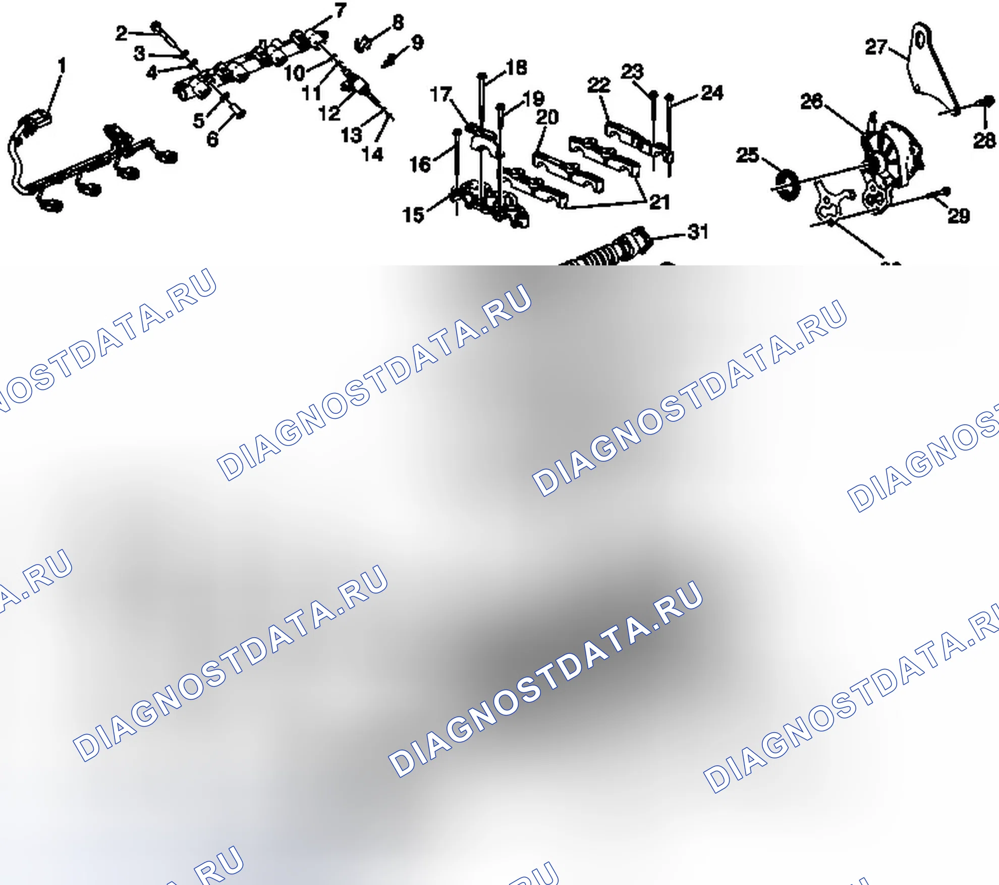 Рис. 10: Головка цилиндра и компоненты. Chevrolet Malibu VIII рестайлинг