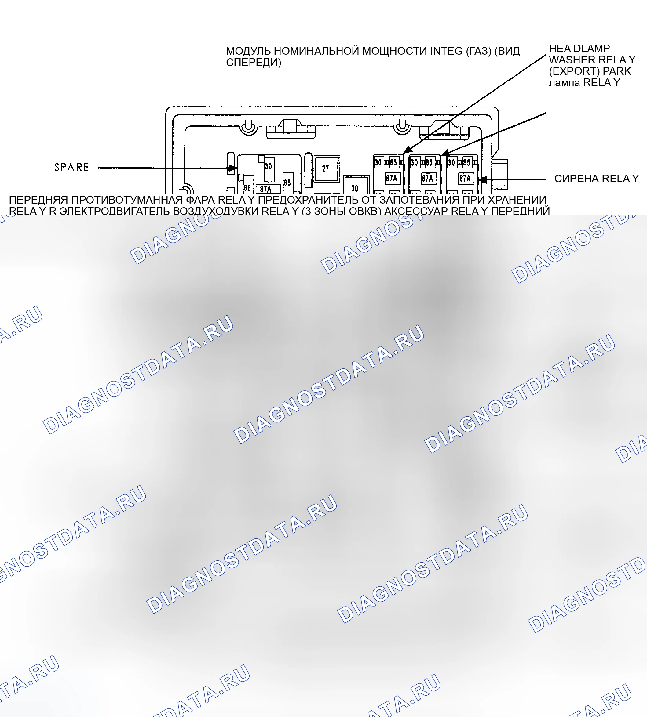 Рис. 77: ВИД С ТОРЦА РАЗЪЕМА ВСТРОЕННОГО МОДУЛЯ ПИТАНИЯ (ГАЗ). Dodge Grand Caravan IV