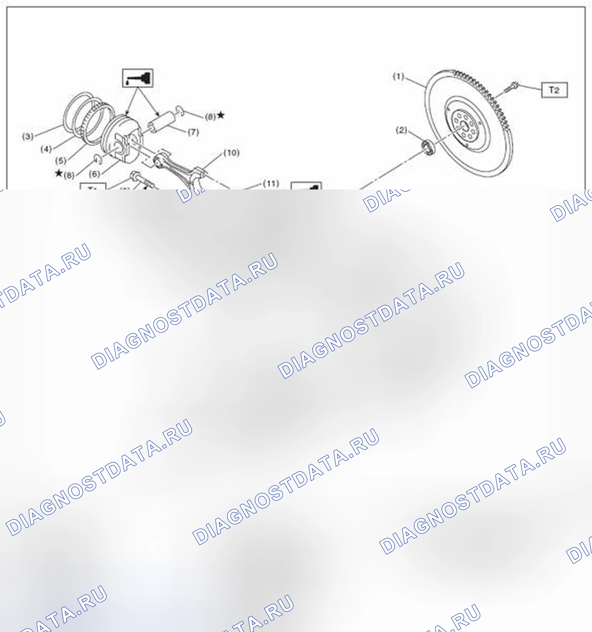 Рис. 516: КОЛЕНЧАТЫЙ ВАЛ И ПОРШЕНЬ. Subaru Impreza GK