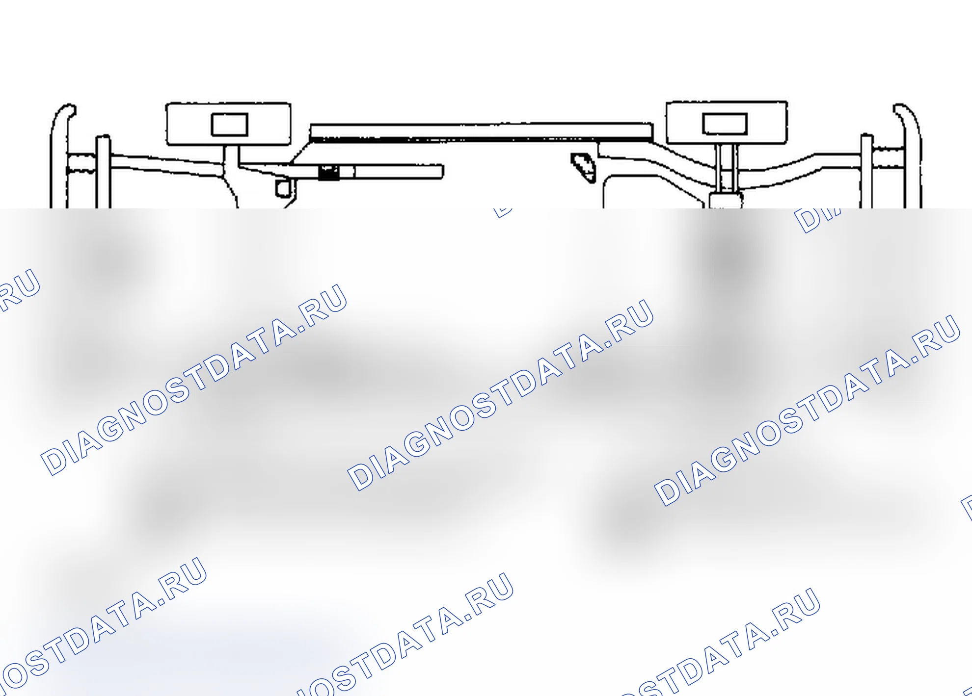 Рис. 5: Точки подъема FWD (Aries, LeBaron и Reliant). Точка домкрата пола находится в центре передней поперечины (внутри) и в центре задней оси.. Chrysler New Yorker XII