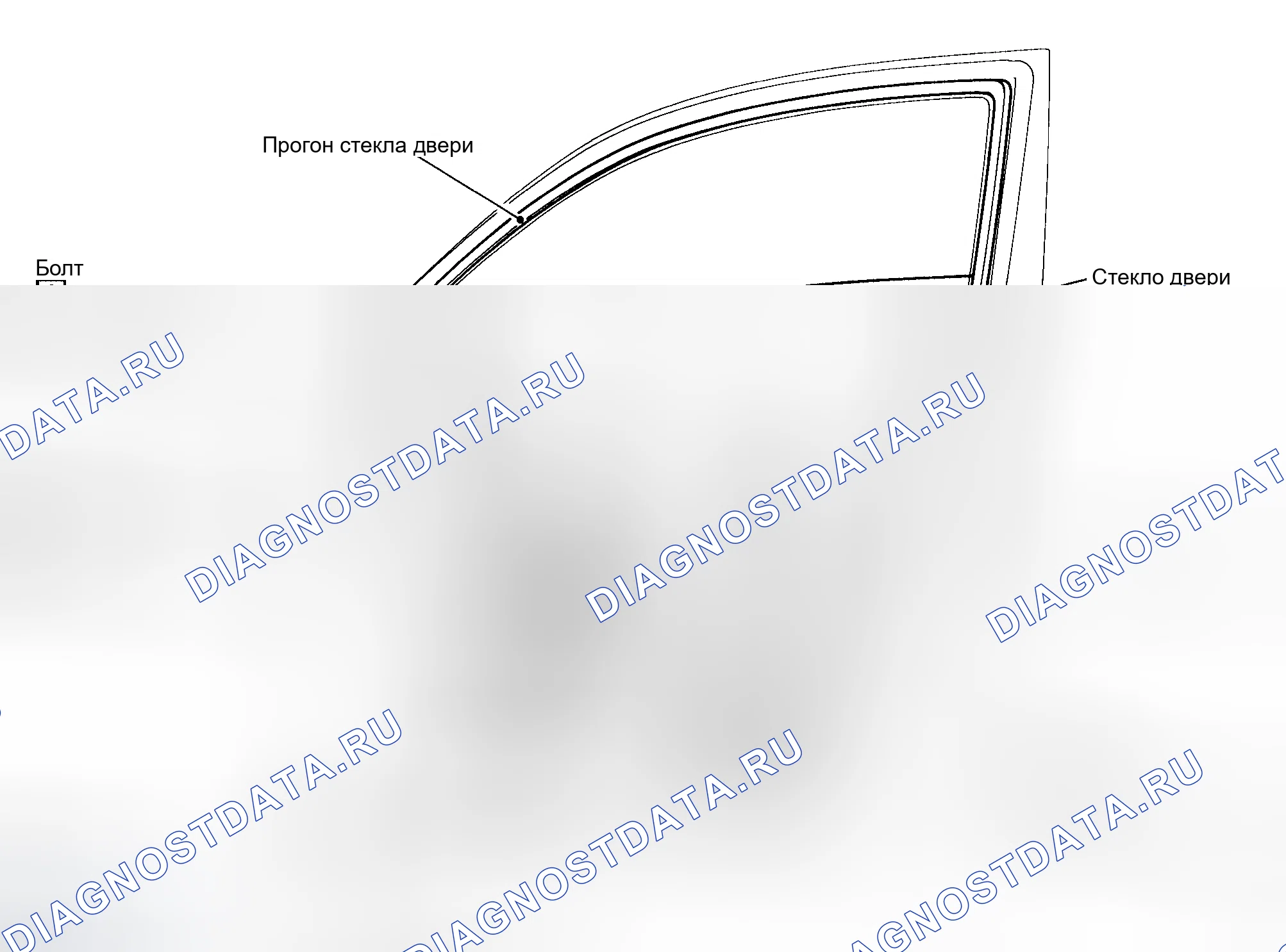 Рис. 115: Стекло передней двери. Honda Prelude I