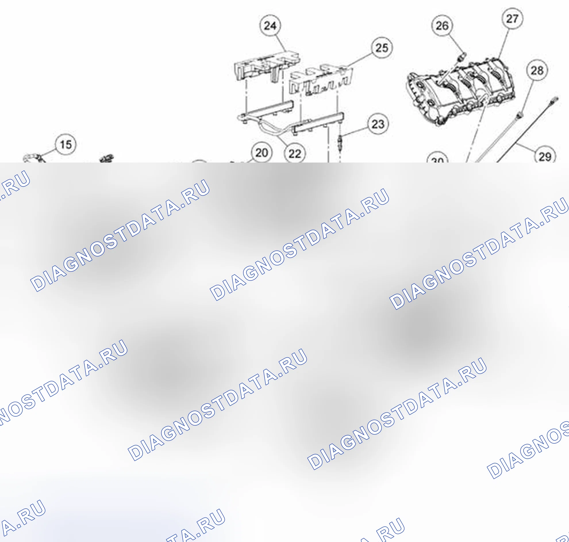 Рис. 1213: Двигатель - верхний конец. Ford Pickup F250 Super Duty II