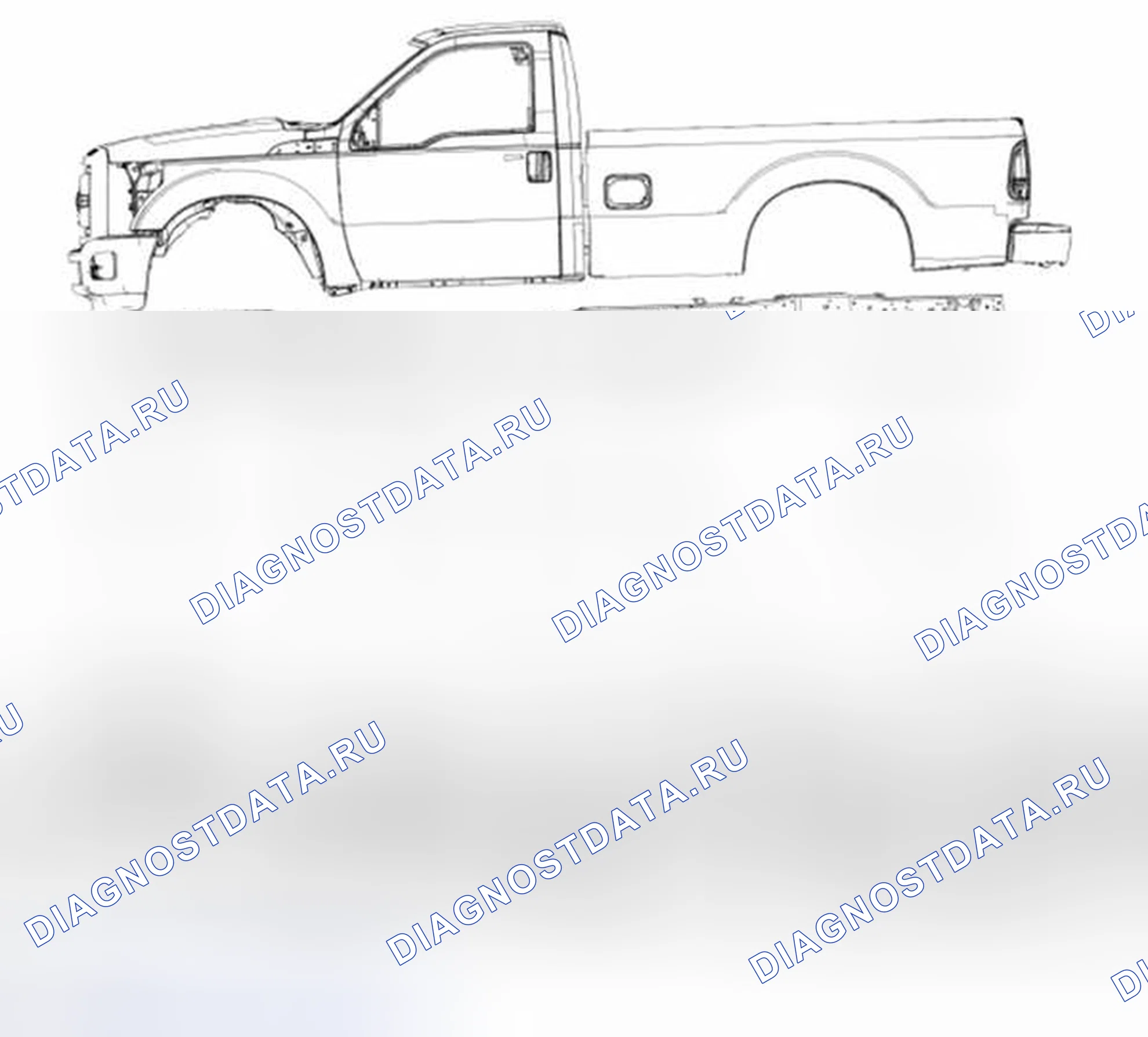 Рис. 94: Базовая высота рамы - пикап, колесная база 3 480 мм (137 дюймов). Ford Pickup F250 Super Duty II
