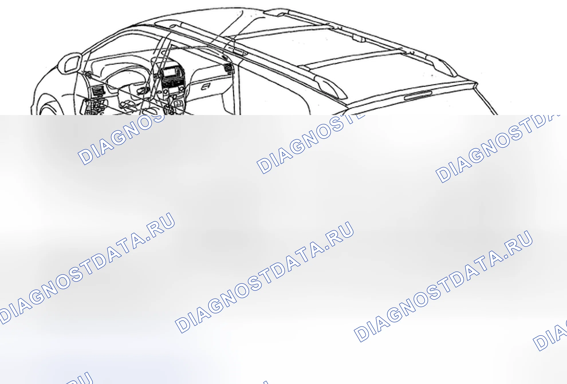 Рис. 2: Определение местоположения частей системы раздвижной крыши (2 из 2). Toyota Sienna II рестайлинг
