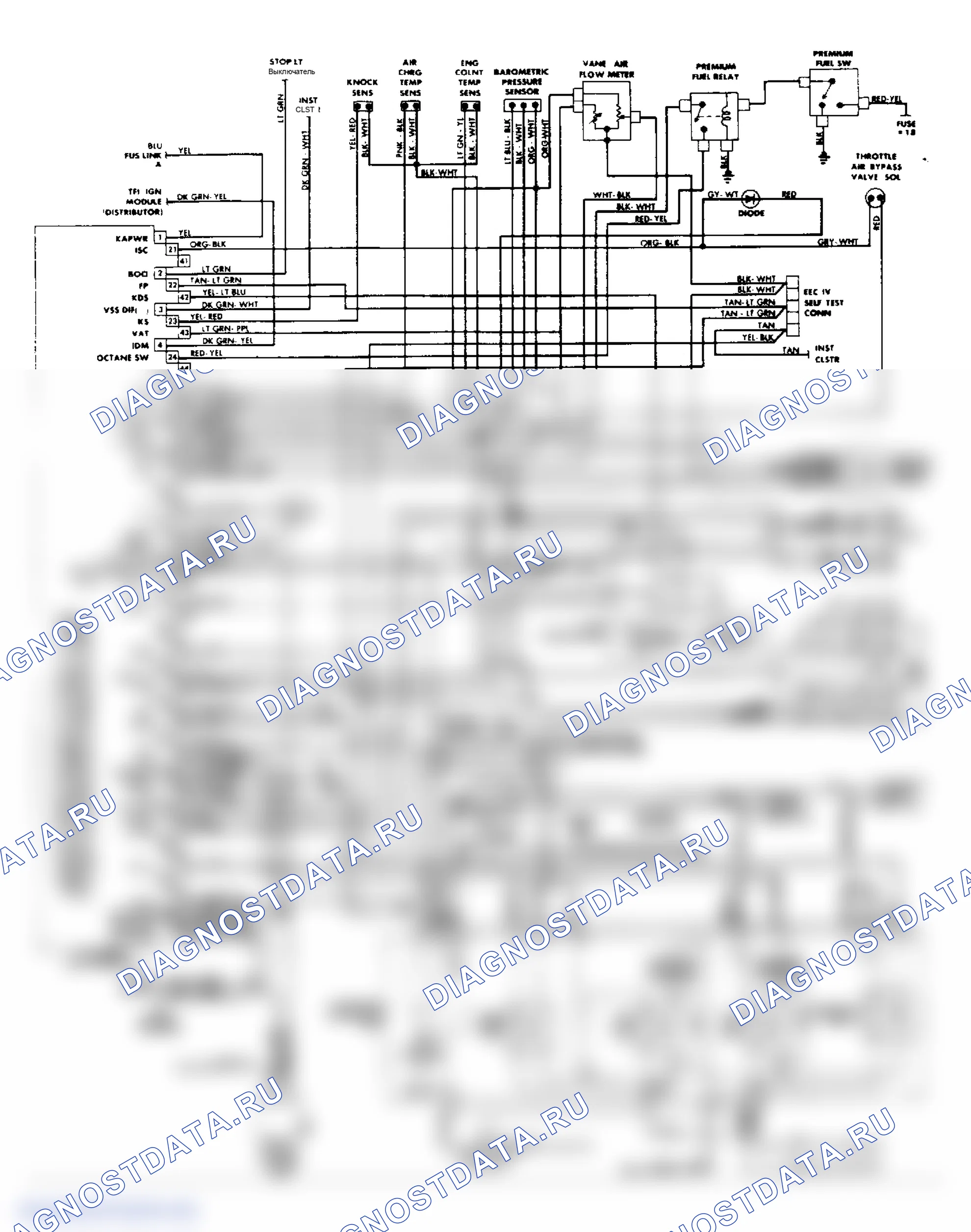 Рис. 56: Схема подключения 2.3L Turbo MPFI EEC-IV (Thunderbird). Ford Tempo I
