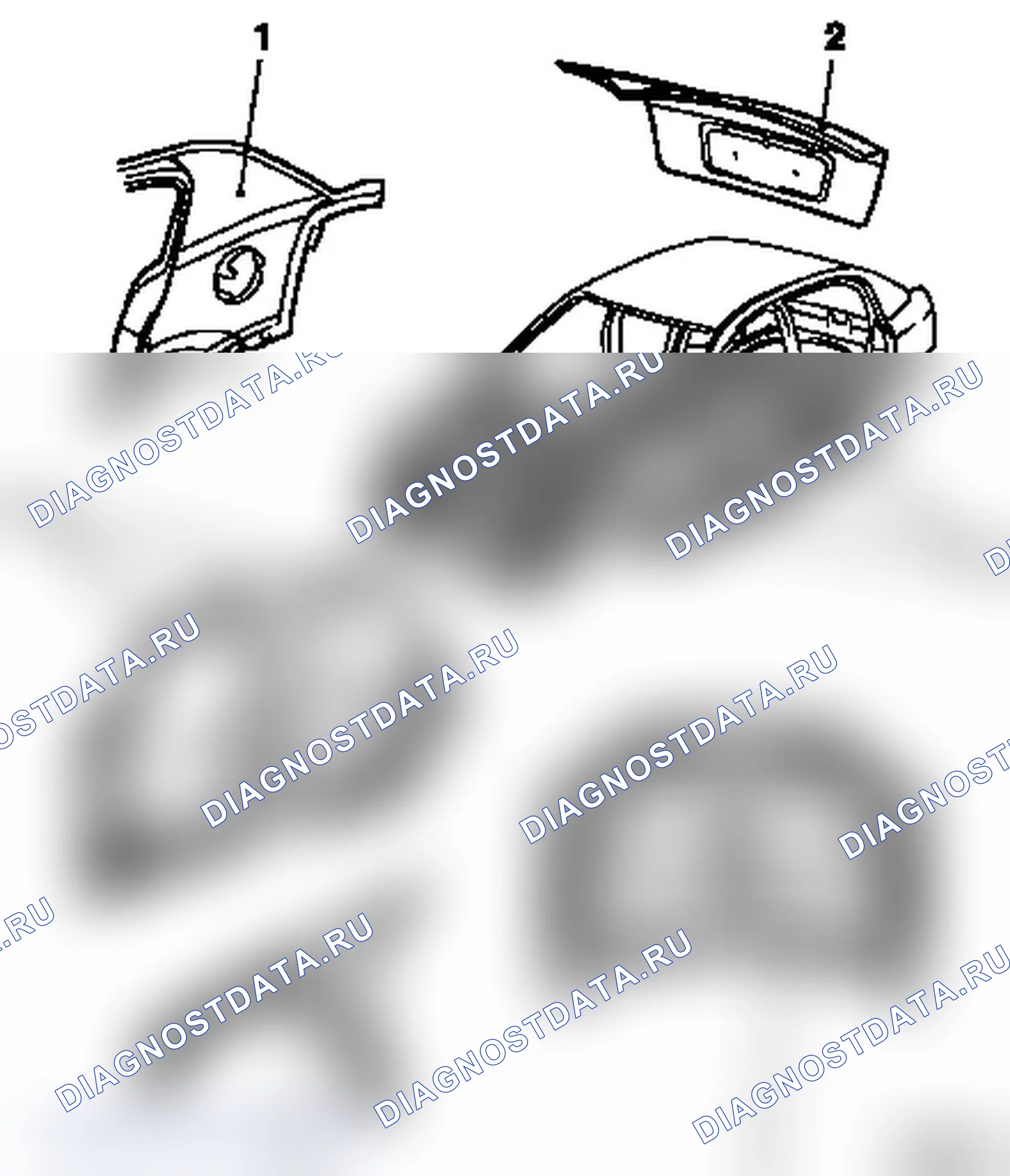 Участки внутреннего лакокрасочного покрытия (на примере модели F48). Opel Astra G