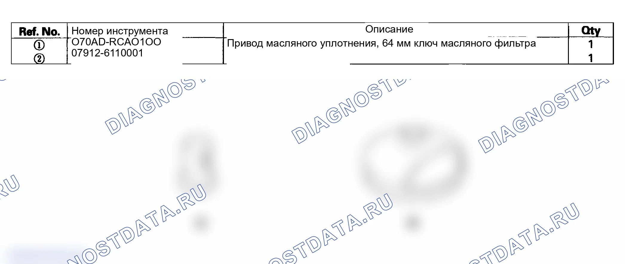 Рис. 1: Специальные инструменты. Honda Odyssey II