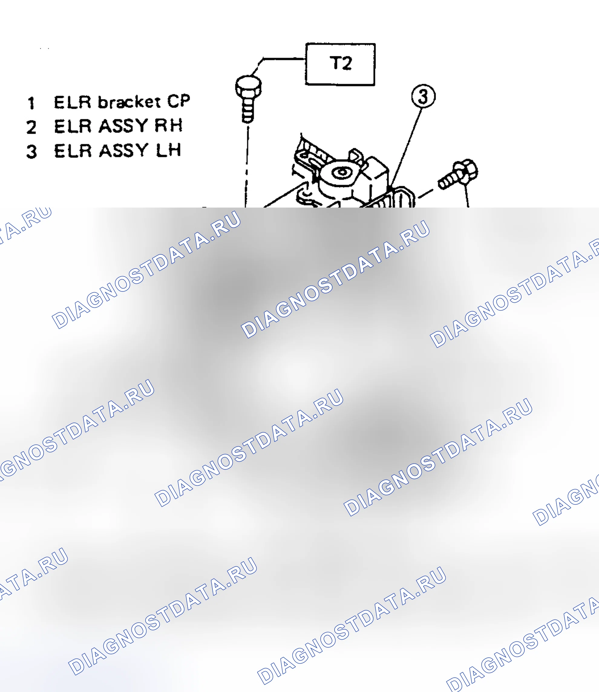 Рис. 37: Компоненты крепления переднего ремня безопасности ELR. Subaru Legacy BC/BJ/BF