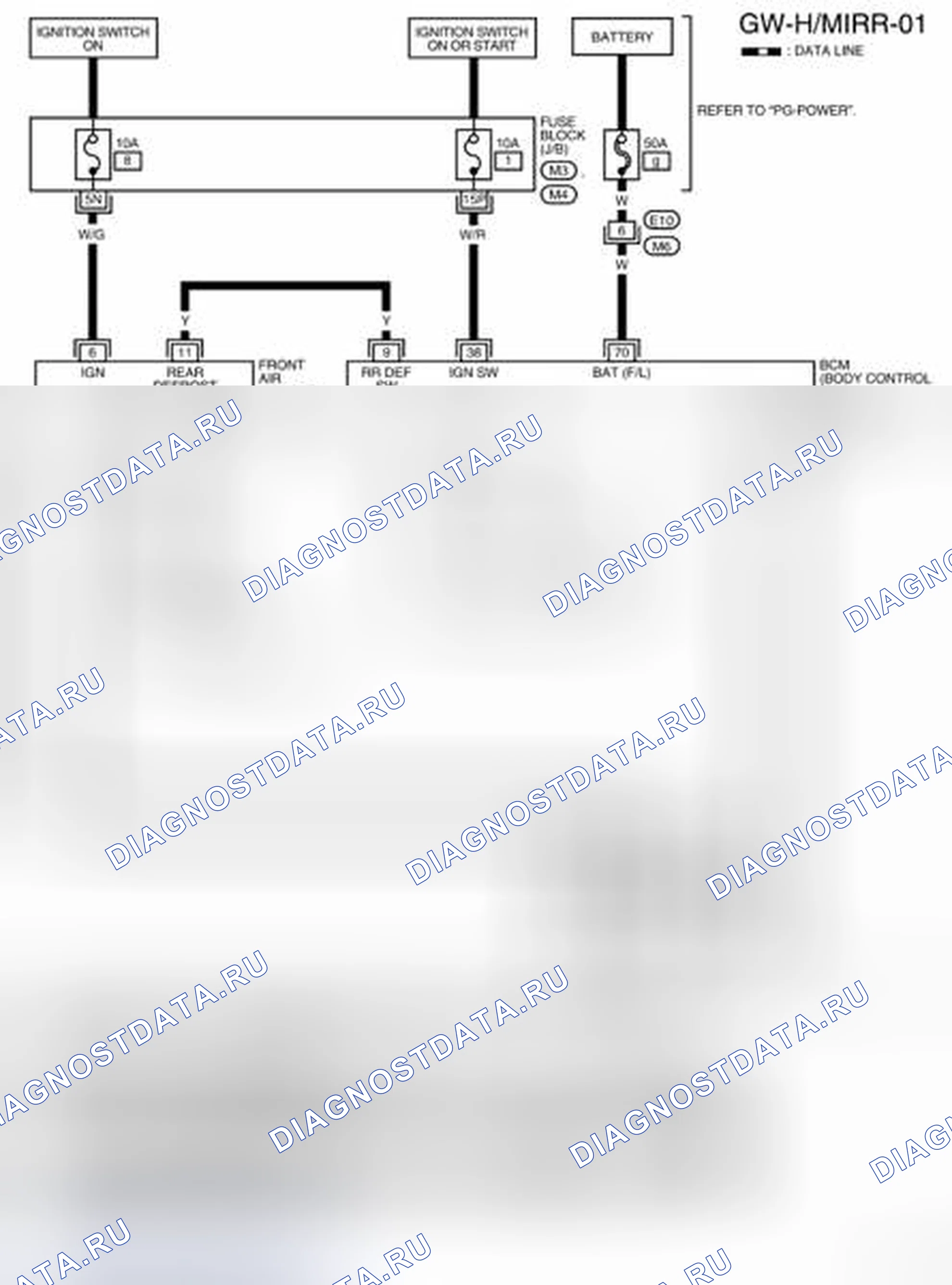 Рис. 120: электросхема - Gm-H / MIRR-01. Nissan Frontier D40