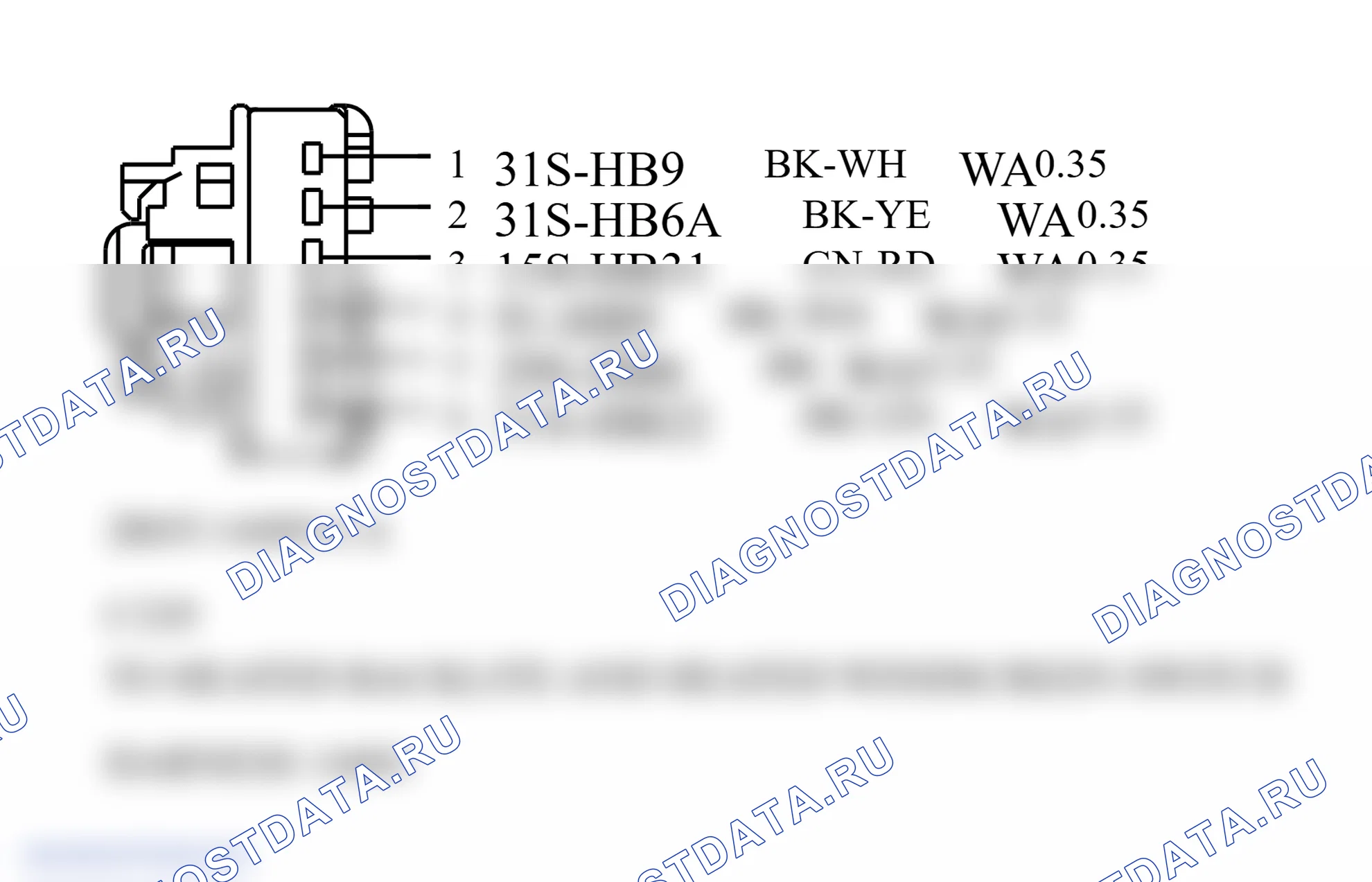 Распиновка разъёма Assembly. Ford Tourneo Connect I