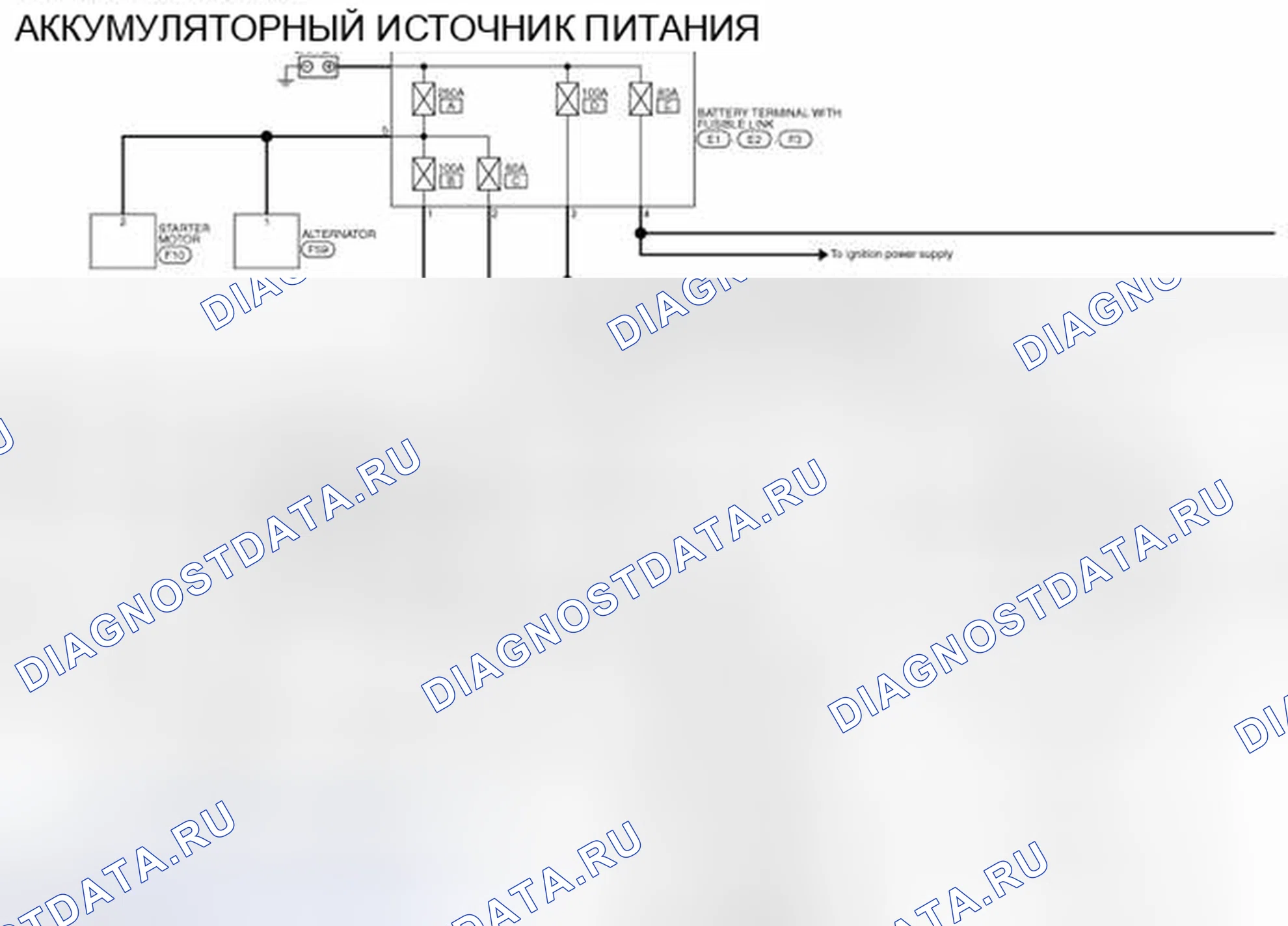 Рис. 205: электросхема - ПИТАНИЕ ОТ АККУМУЛЯТОРНОЙ БАТАРЕИ. Nissan Murano Z51 рестайлинг 2