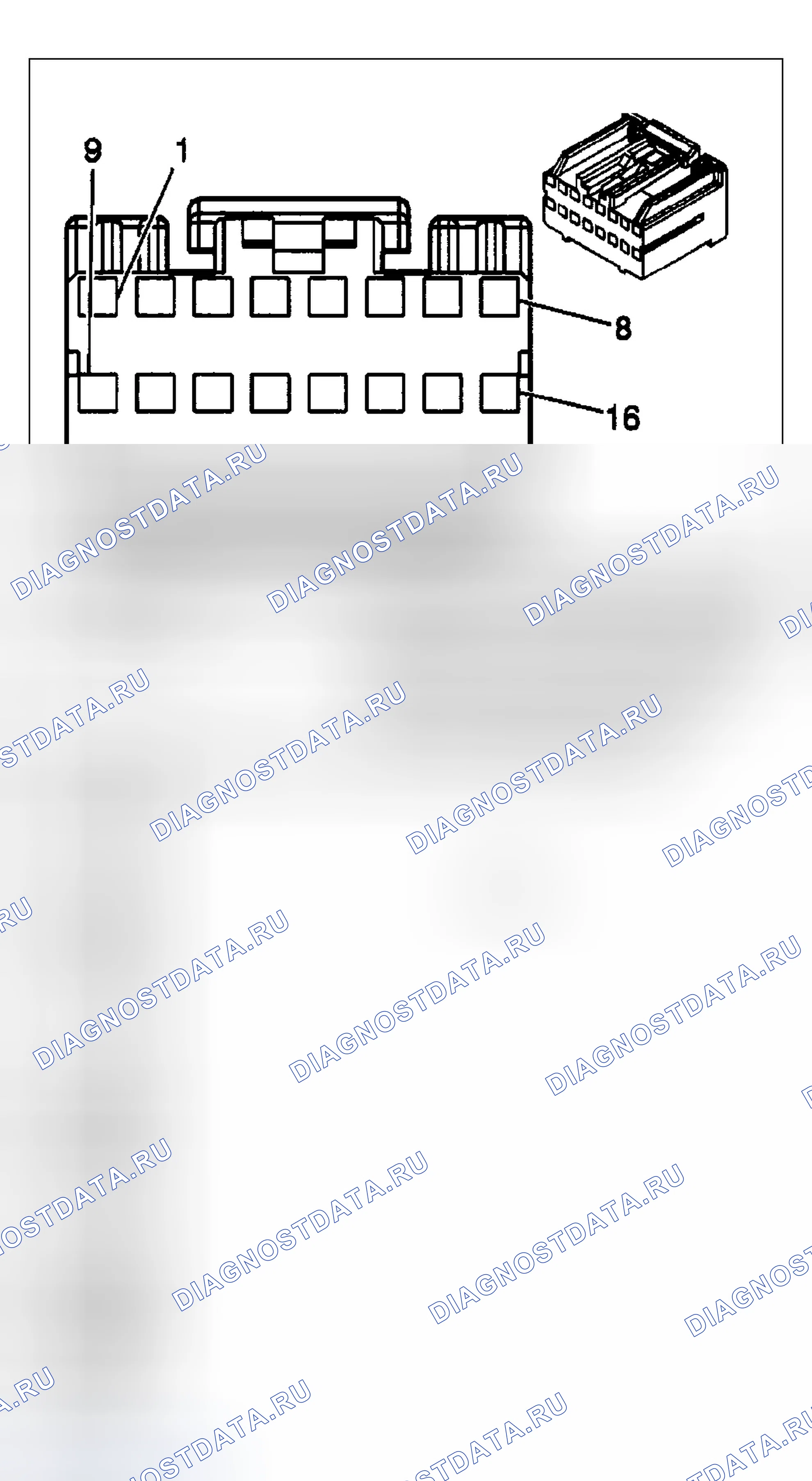 Рис. 159: Вид с торца разъема сотовой связи. Chevrolet Silverado 1500 HD 