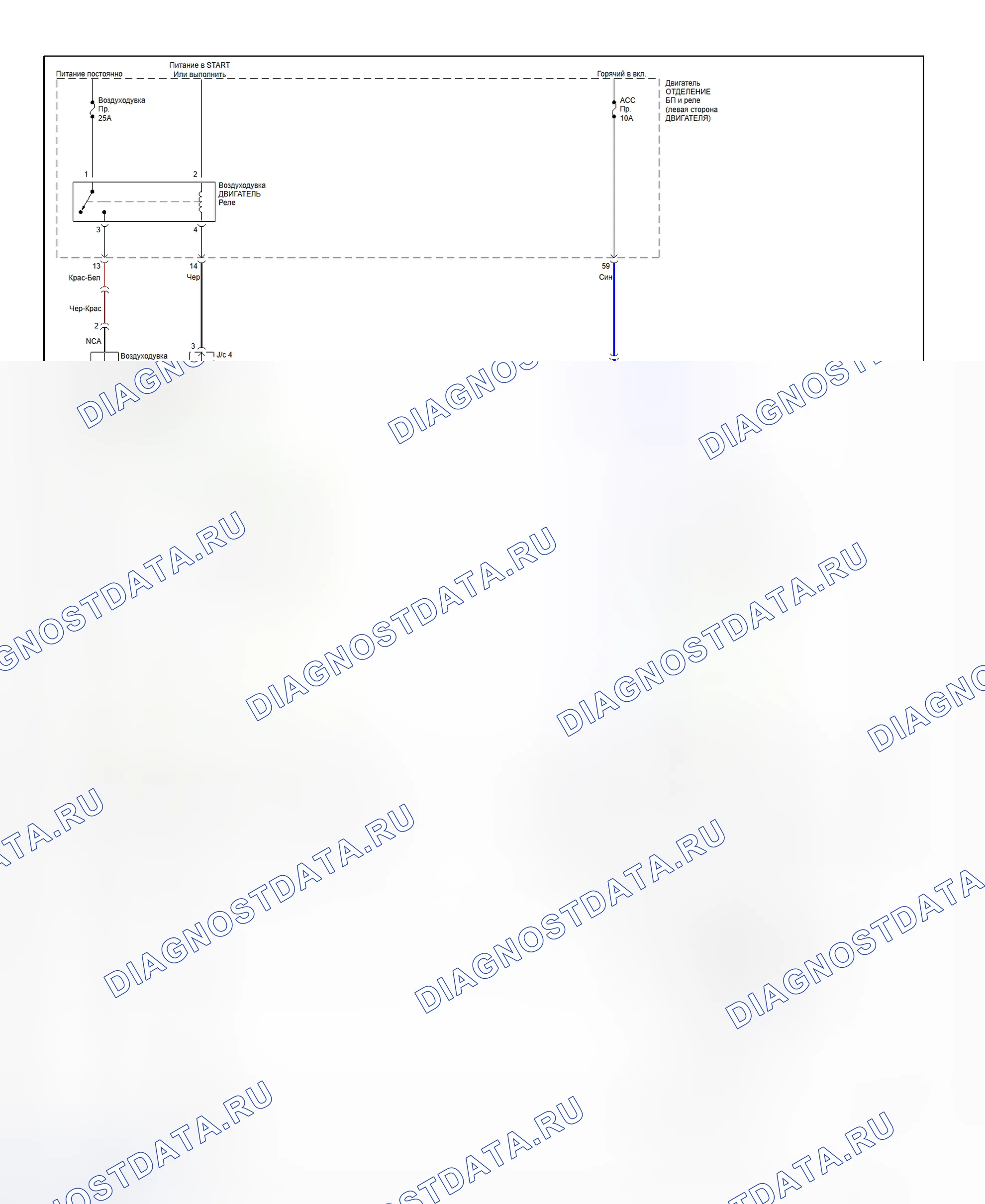 Рис. 3: Схема подключения системы нагревателей (Sephia и Spectra 2000). Geely Xingyue S I
