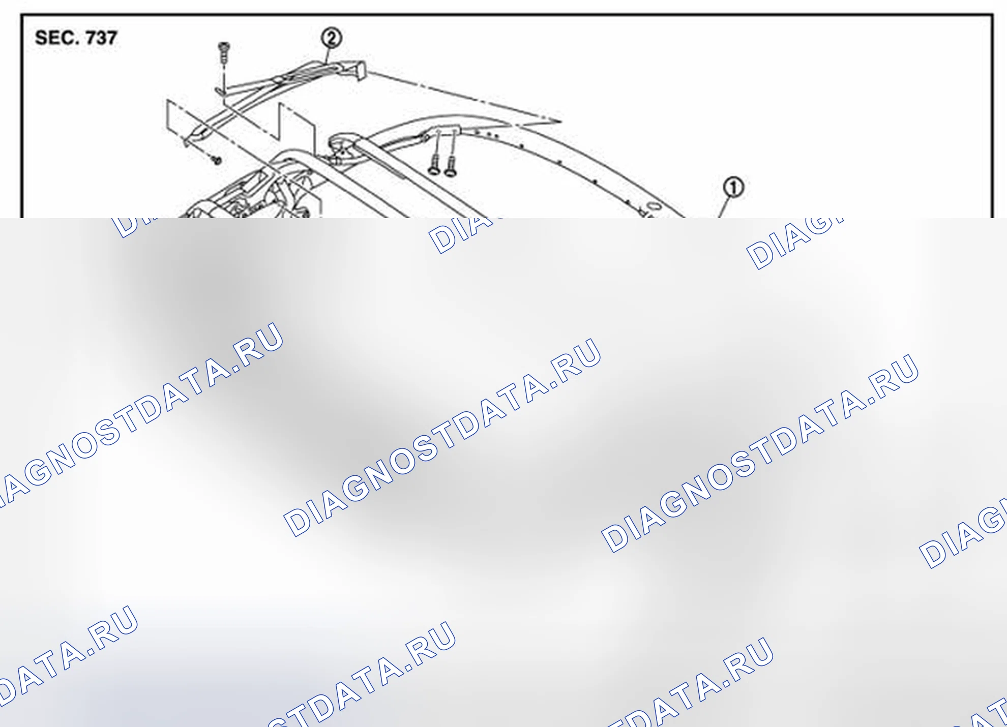 Рис. 263: 5TH дуга BUNGEE CORD: покомпонентный вид. Nissan 370Z I рестайлинг