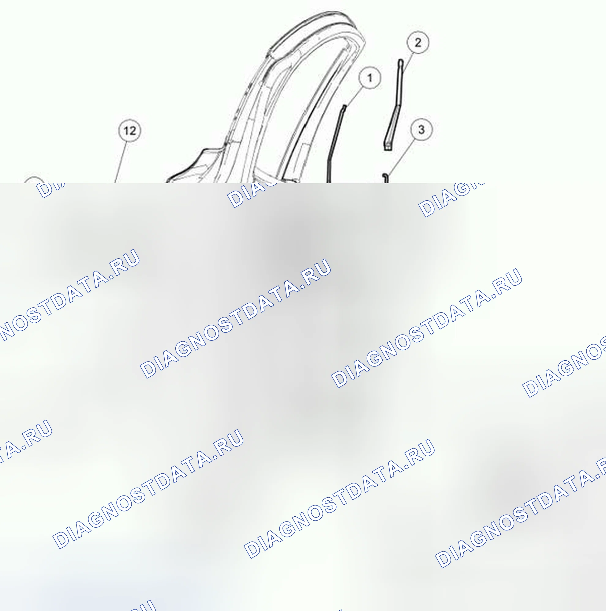 Рис. 105: Ручки задних дверей, замки и защелки - разнесенный вид. Hyundai ix55 I