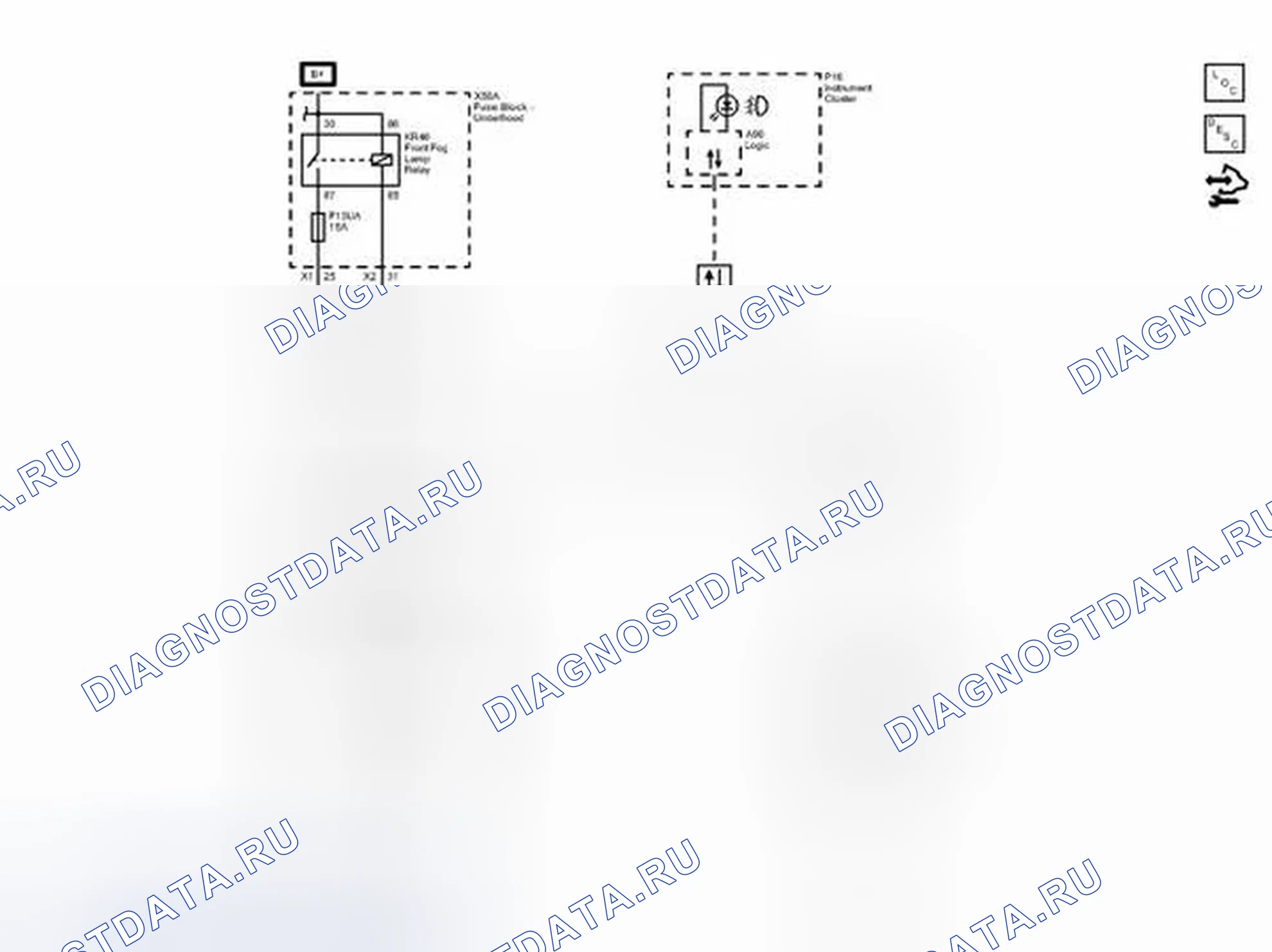 Рис. 3: Схемы подключения противотуманных фар. Chevrolet Spark M300