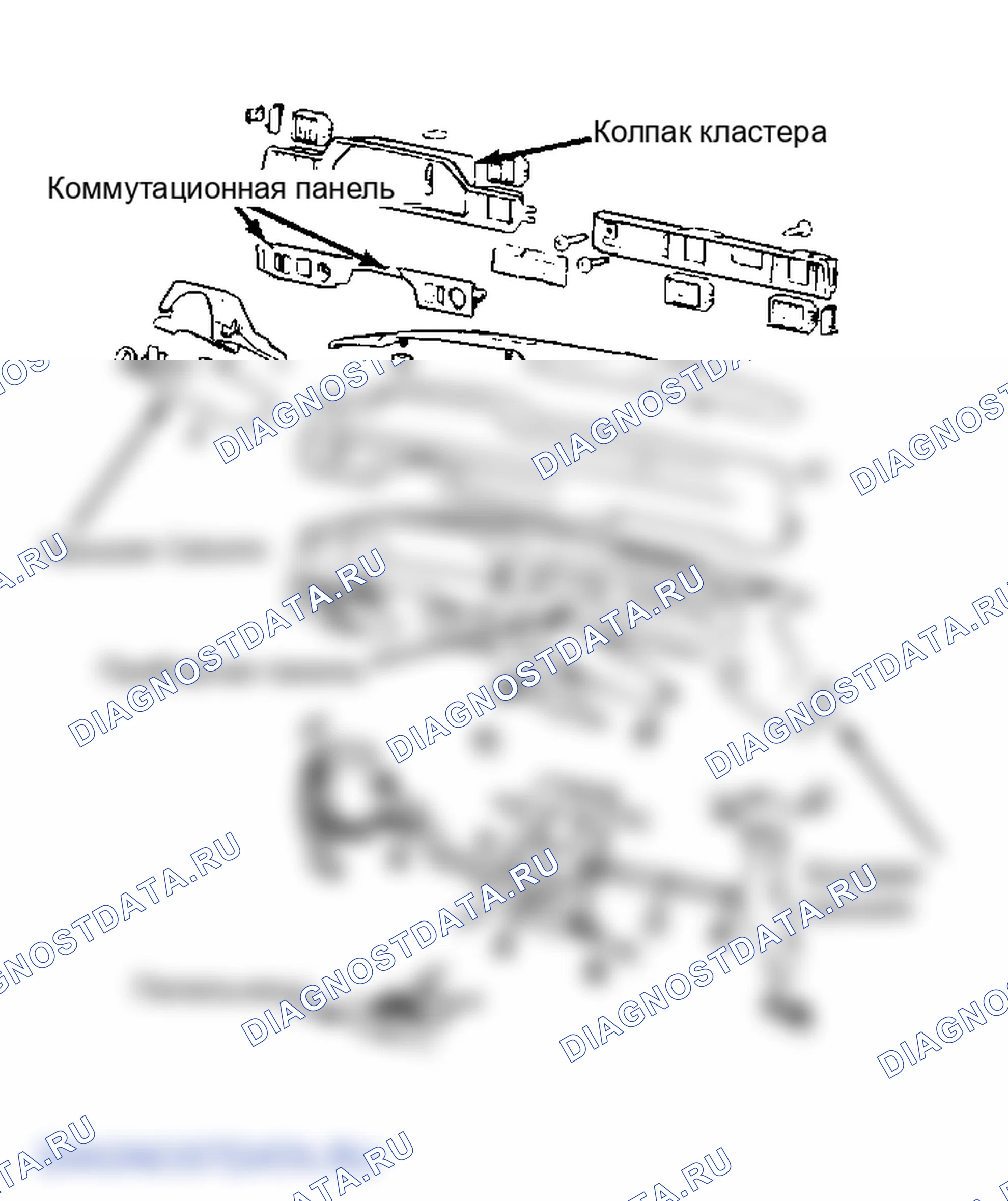 Рис. 2: Разнесенный вид приборной панели Tredia. Mitsubishi Mirage II