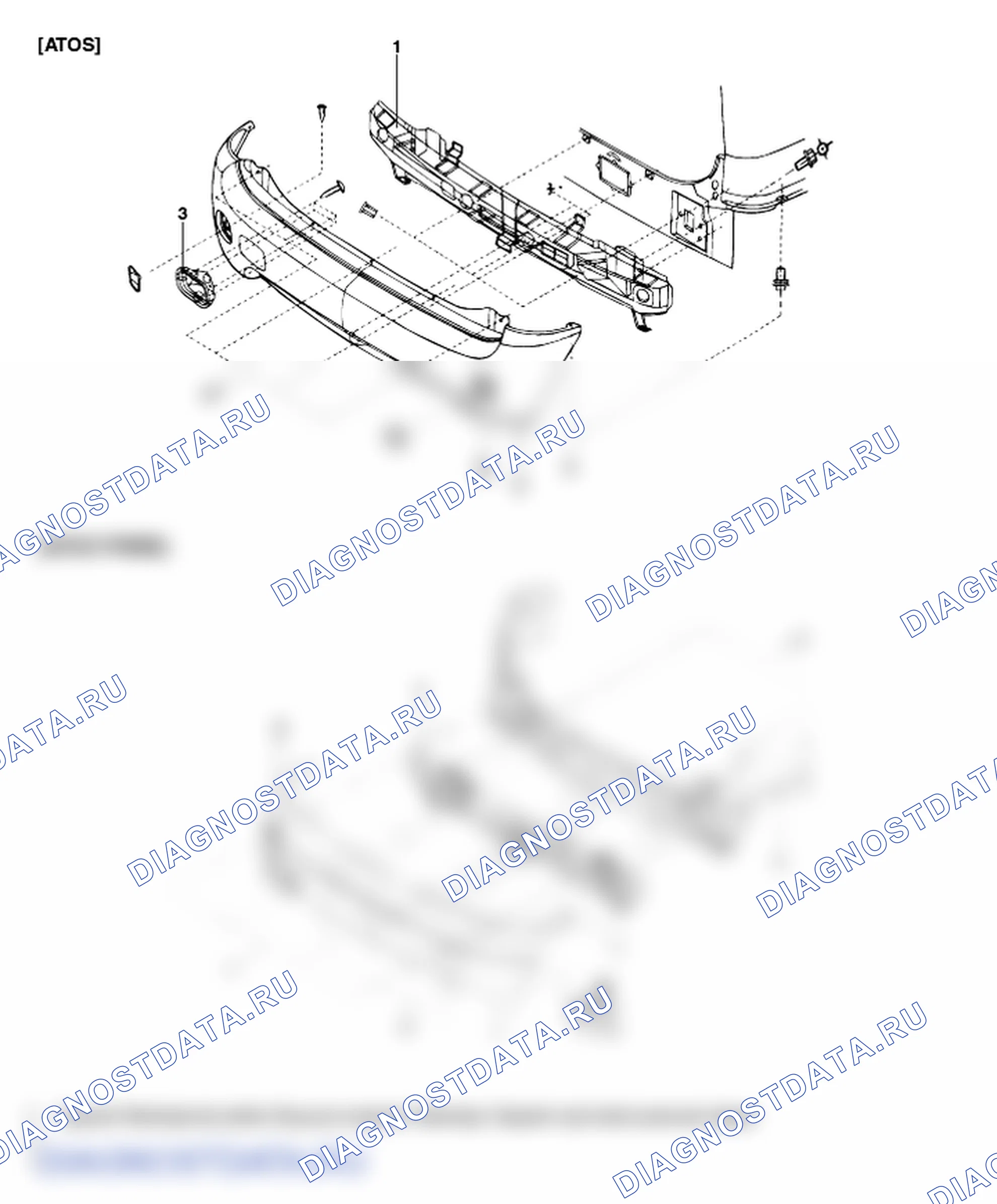 Детали заднего бампера. Hyundai Atos MX