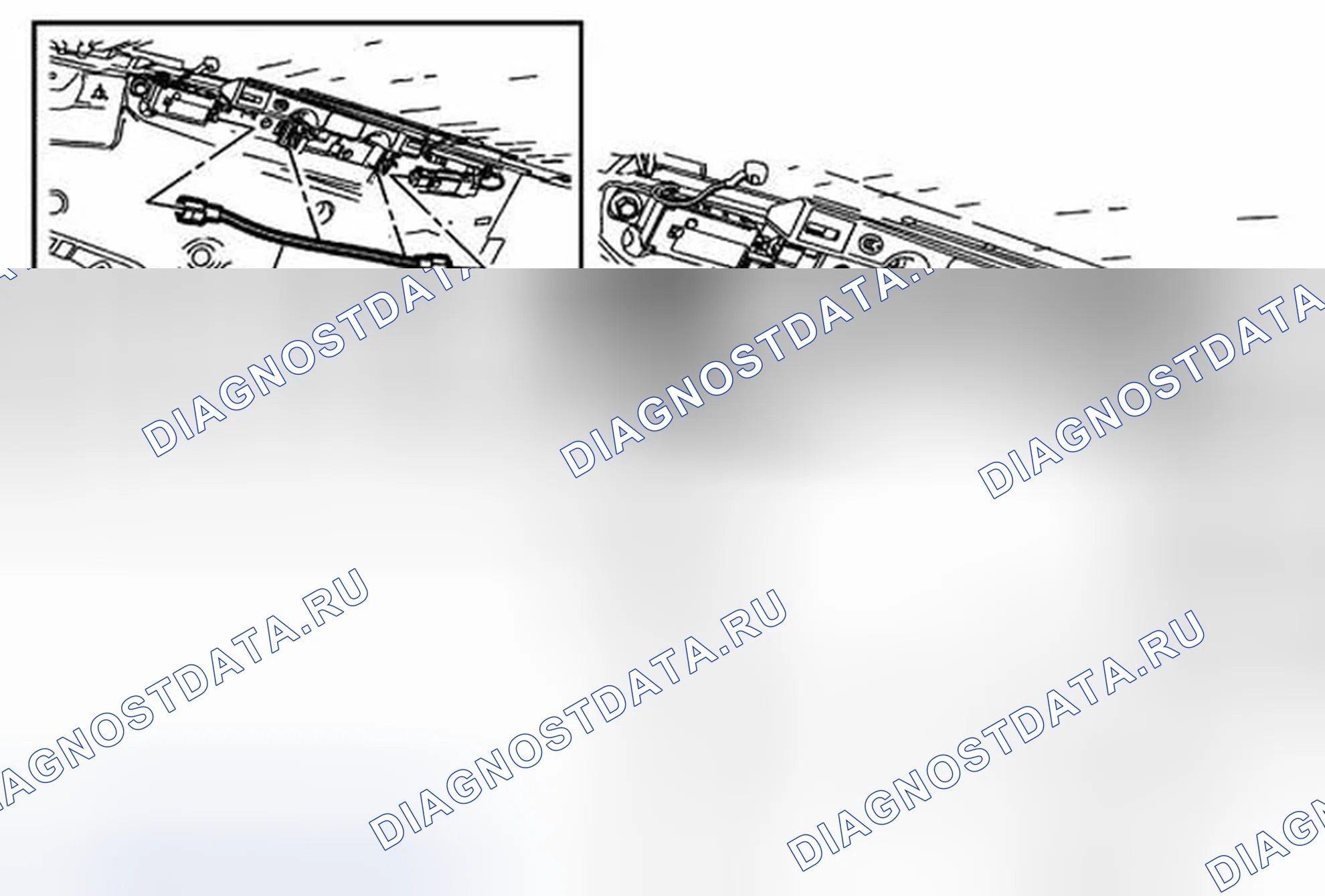 Рис. 16: Замена антенны приемника замка двери с дистанционным управлением. Cadillac ATS I
