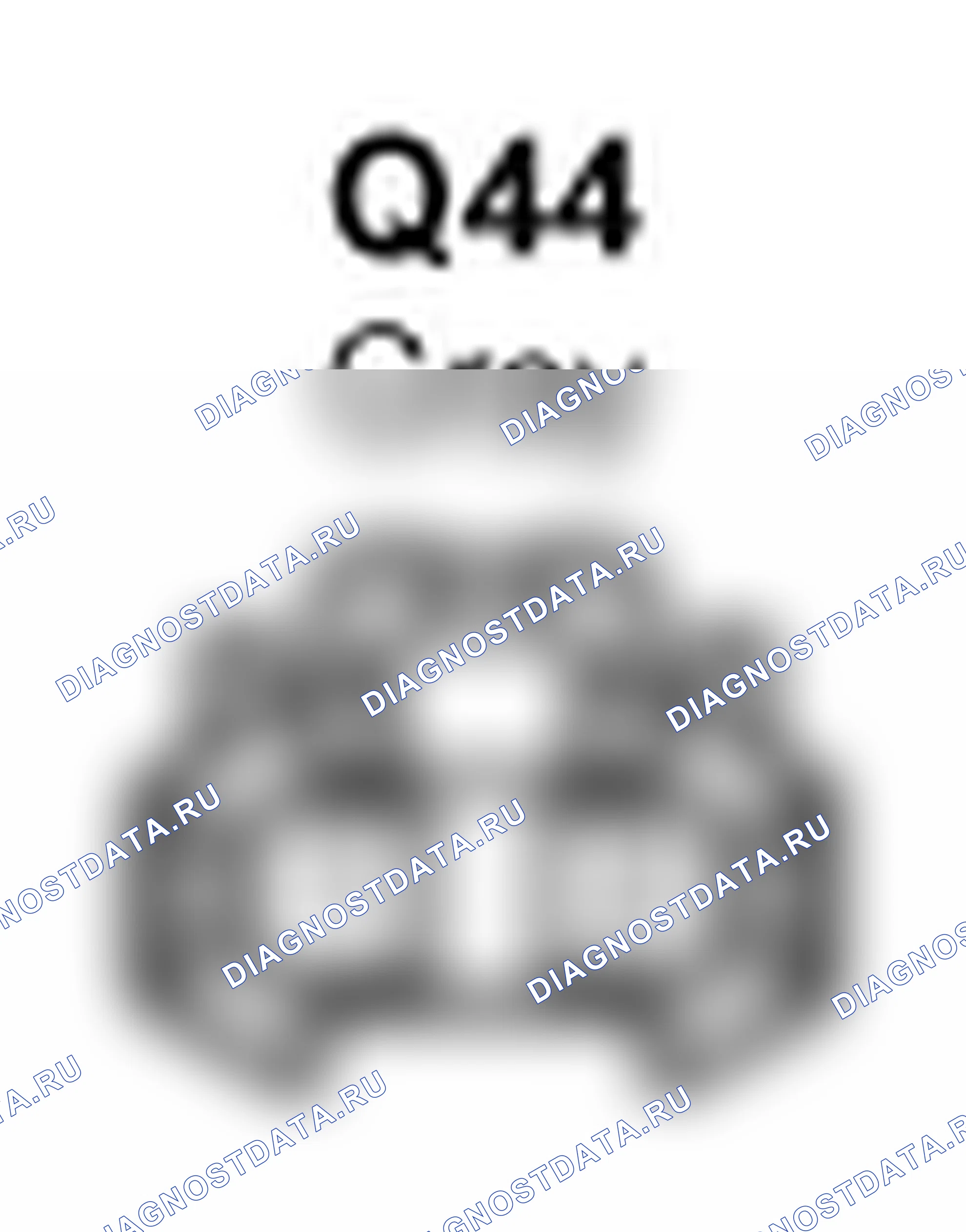 Рис. 455: Вид с торца правого разъема устройства освещения номерного знака (Q44). Lexus IS F I