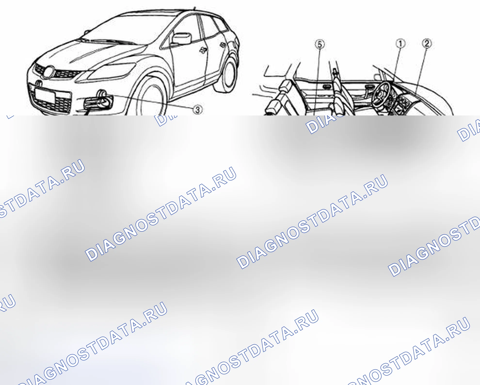 Рис. 12: УКАЗАТЕЛЬ МЕСТОПОЛОЖЕНИЯ КИП / ДРАЙВЕРА. Mazda CX-7 I