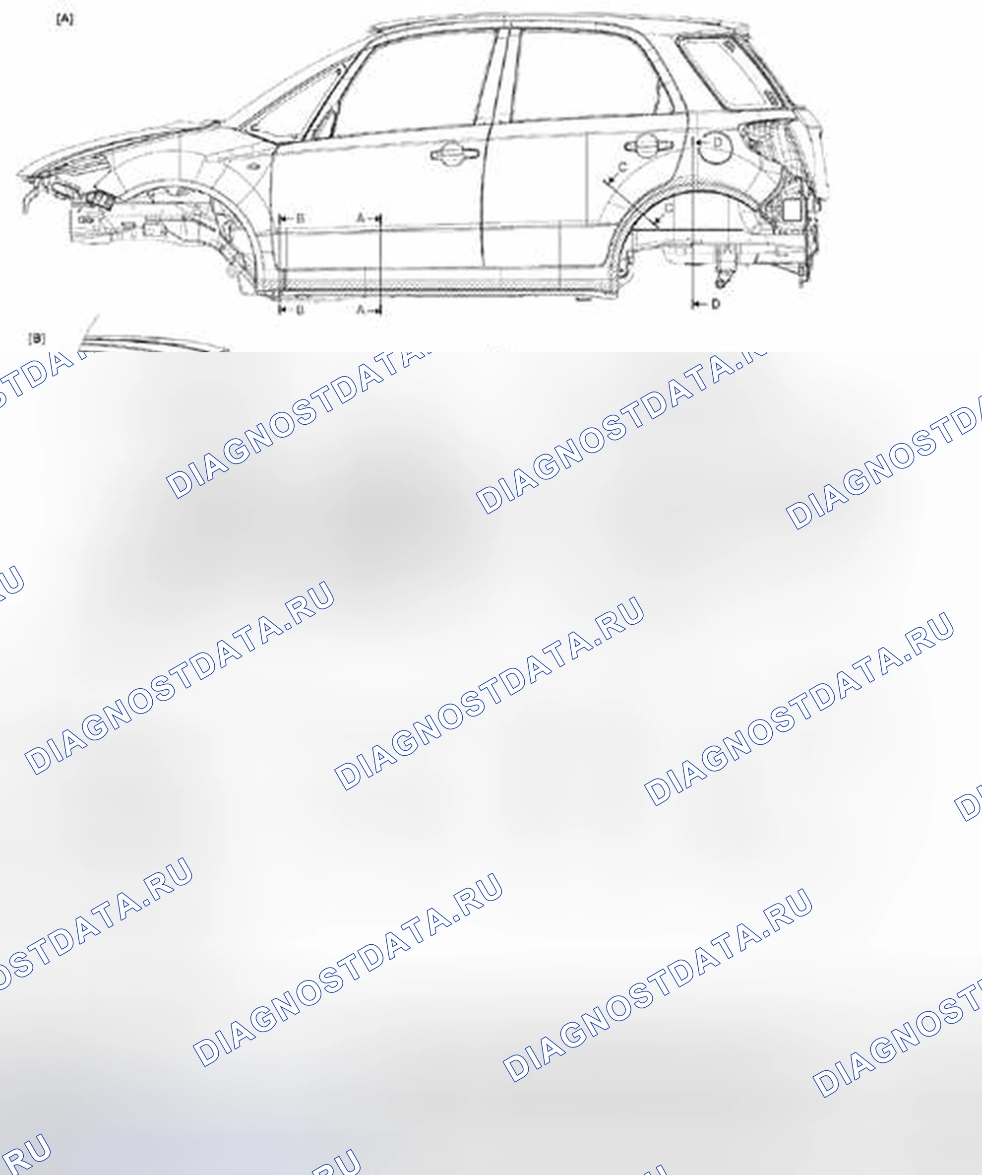 Рис. 13: Область применения антикоррозионного состава. Suzuki SX4 I рестайлинг