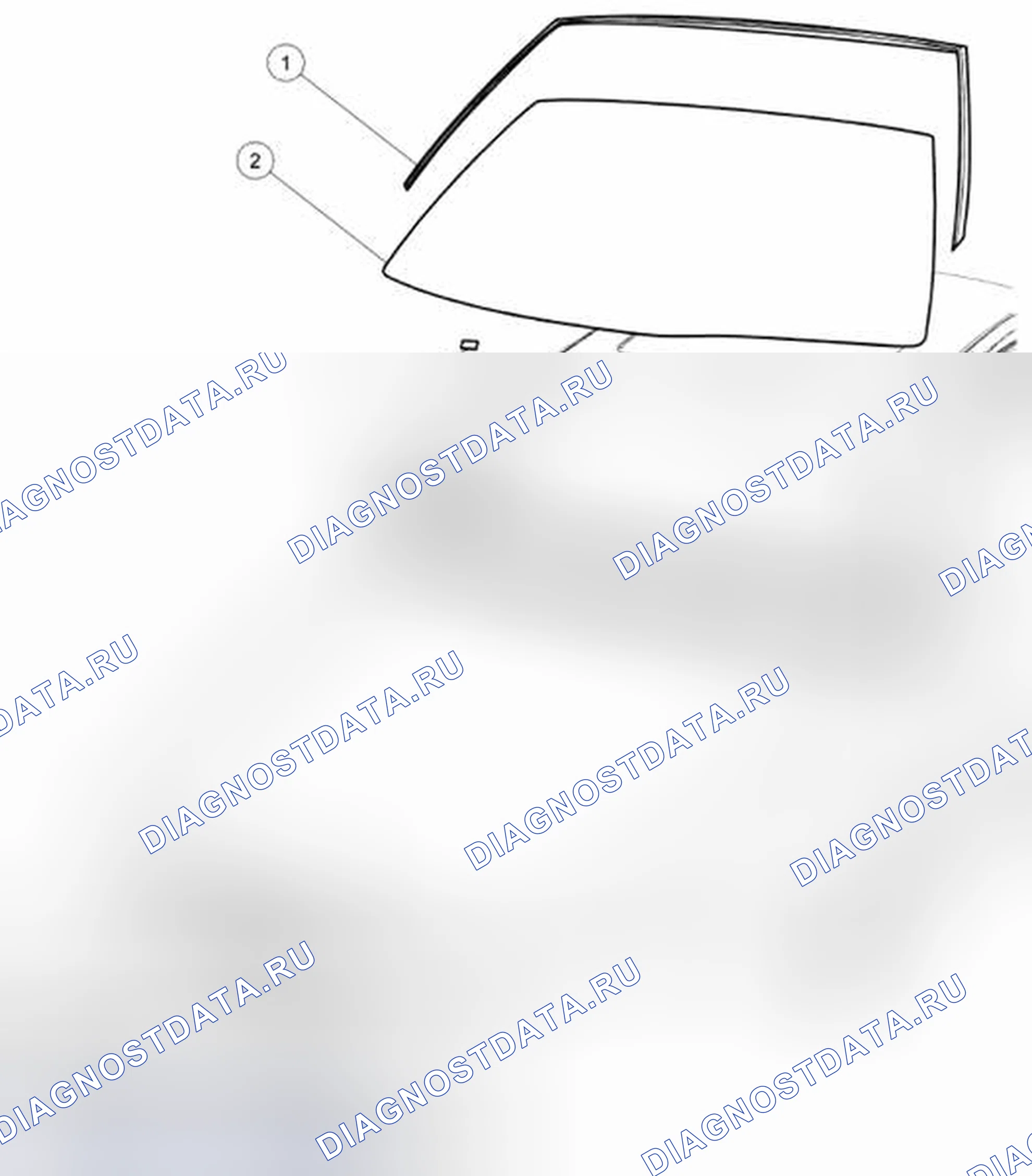 Рис. 54: Идентификация компонентов лобового стекла. Mazda 2 I рестайлинг