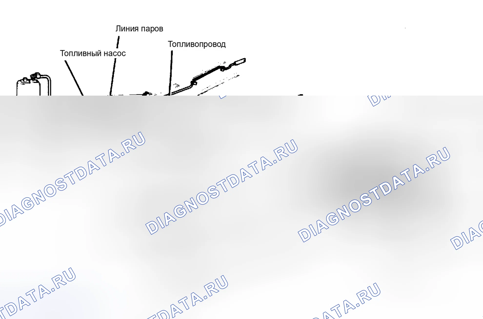 Рис. 33: Система контроля выбросов при испарении (F100 / 250 Reg. Показана кабина, другие подобные) Канистра должна находиться в самой нижней точке системы.. Ford Bronco III