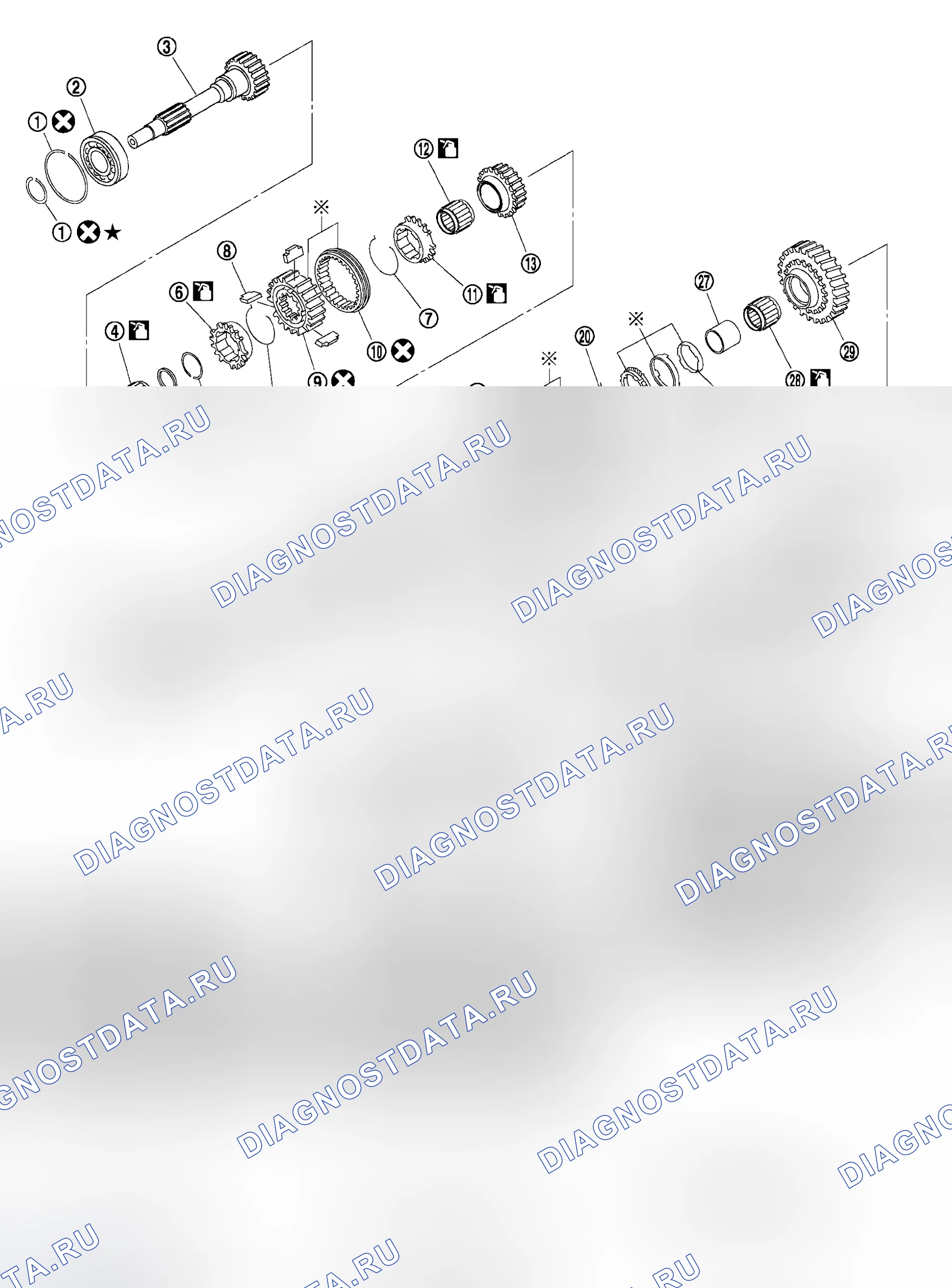 Рис. 27: Компоненты зубчатой передачи. Honda Odyssey I