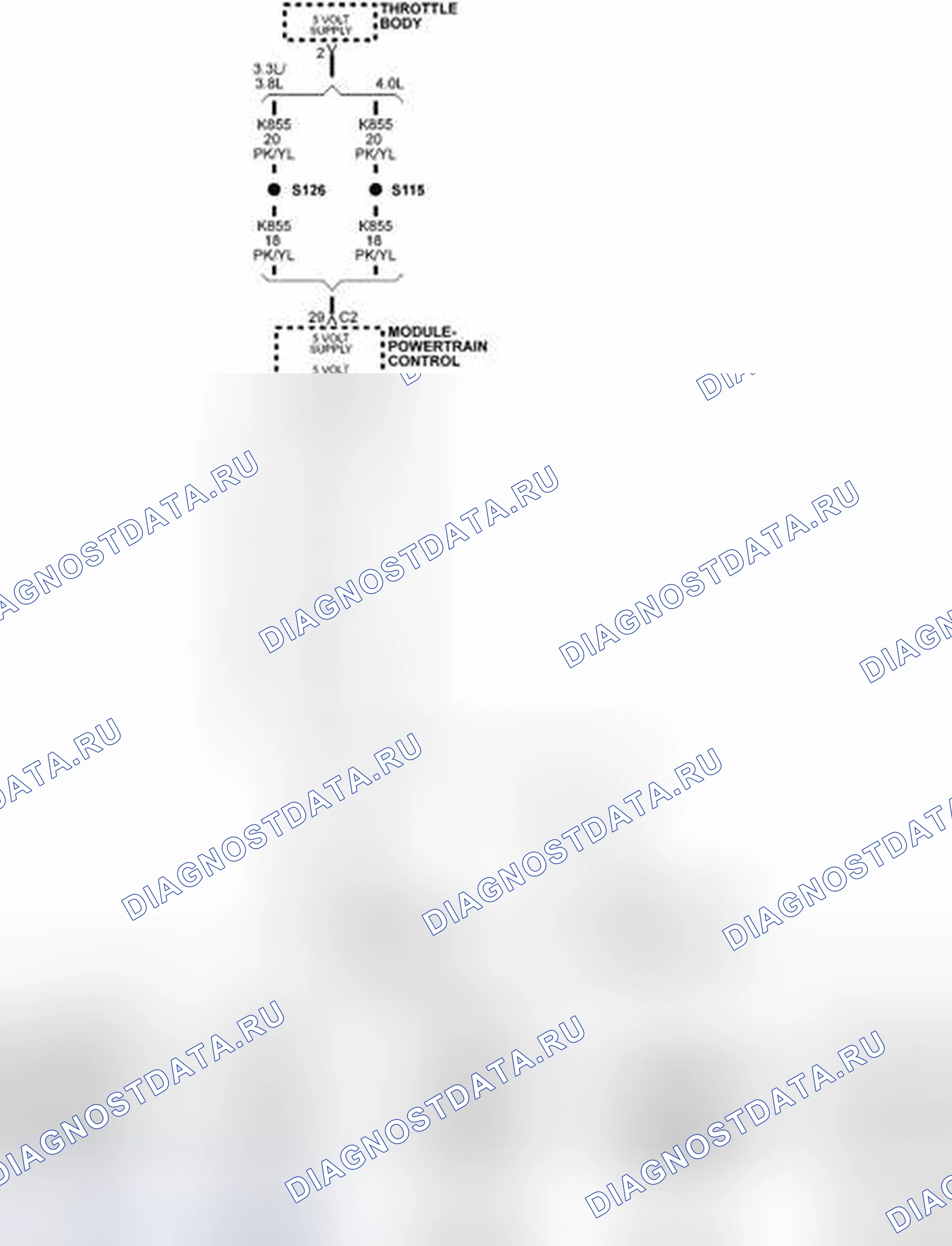 Рис. 319: Принципиальная схема. Chrysler Town & Country V