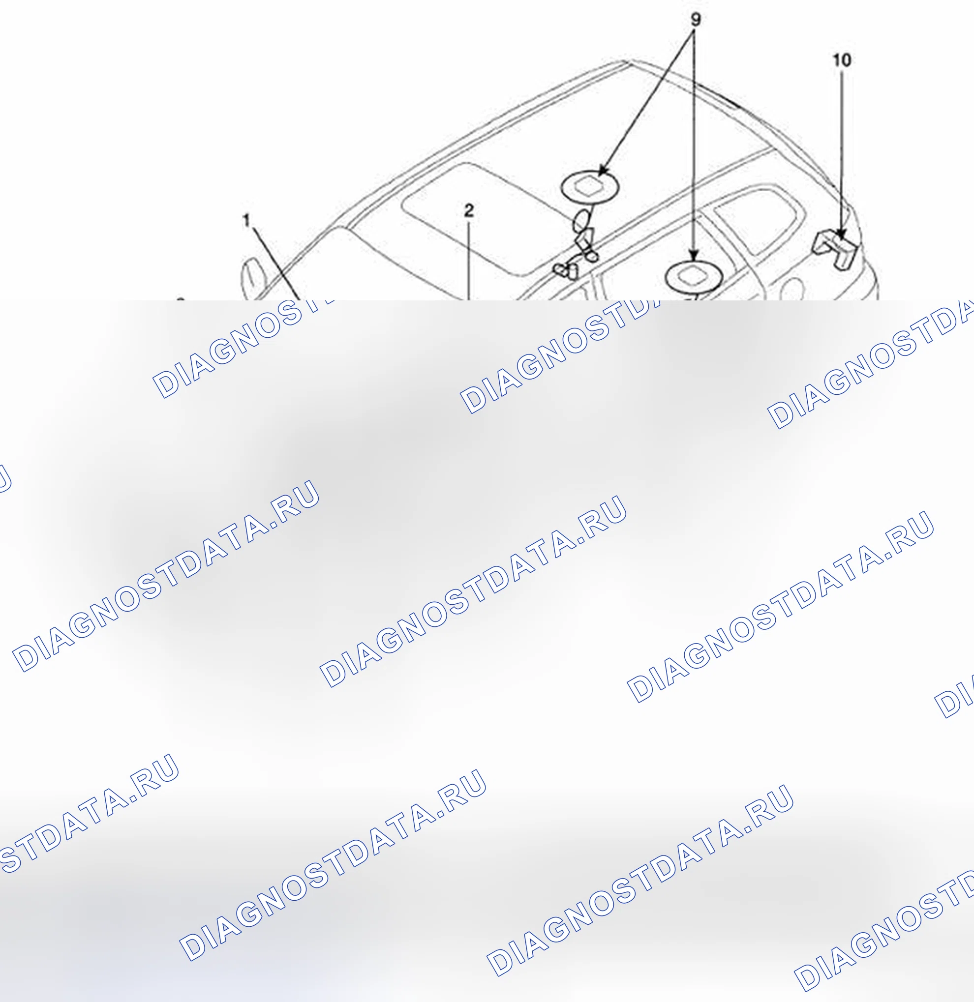Рис. 1: РАСПОЛОЖЕНИЕ КОМПОНЕНТОВ. Hyundai Santa Fe II
