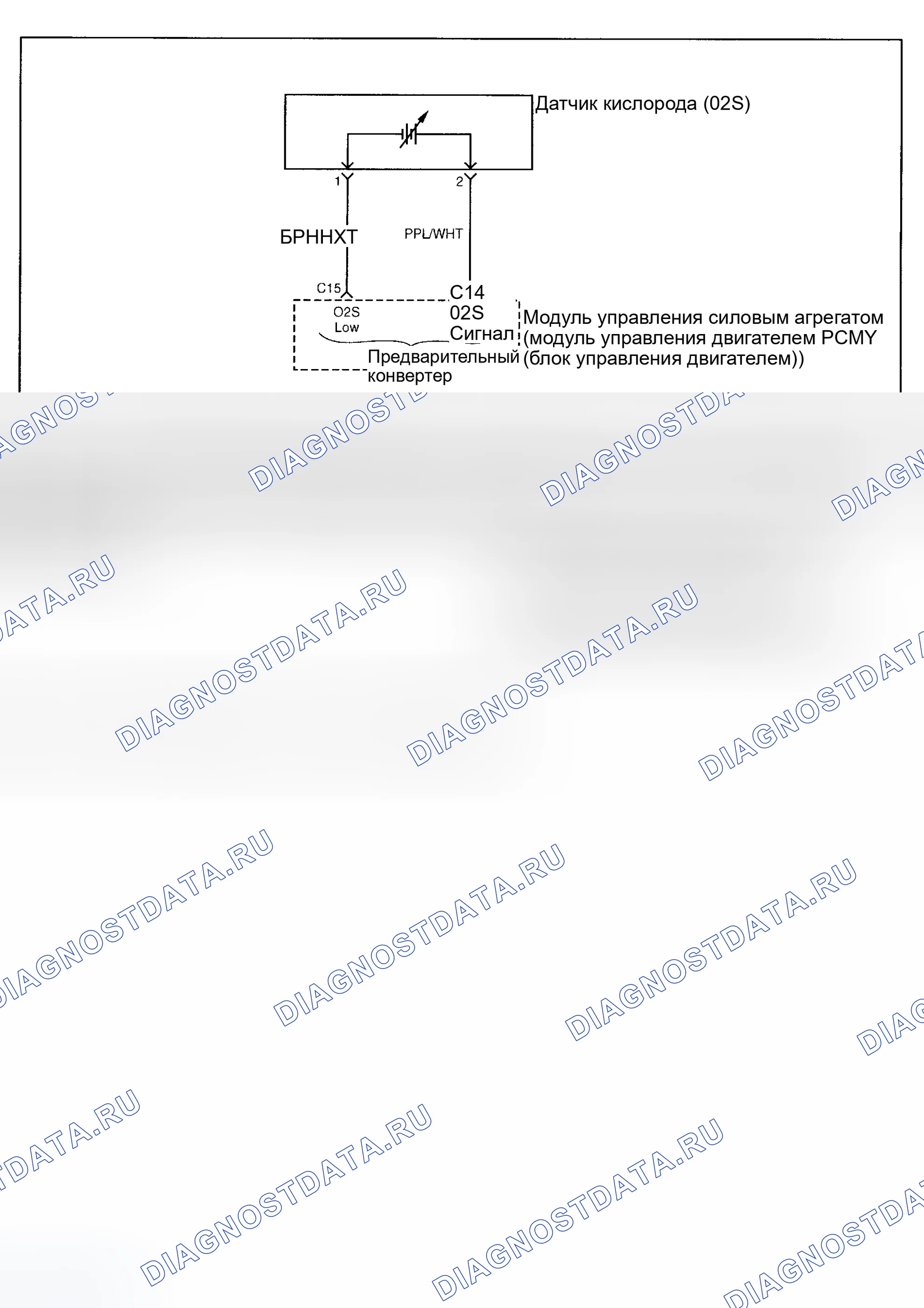 Рис. 57: расшифровка кода ошибки P0132: O2 БАНК 1 ДАТЧИК 1 ВЫСОКОЕ НАПРЯЖЕНИЕ. Daewoo Nubira II