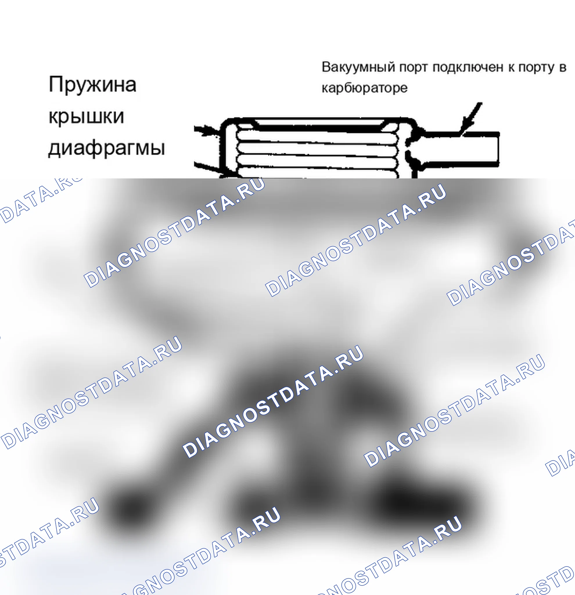 Рис. 33: Вид в разрезе клапана рециркуляция отработавших газов с положительным противодавлением. Buick Electra VI