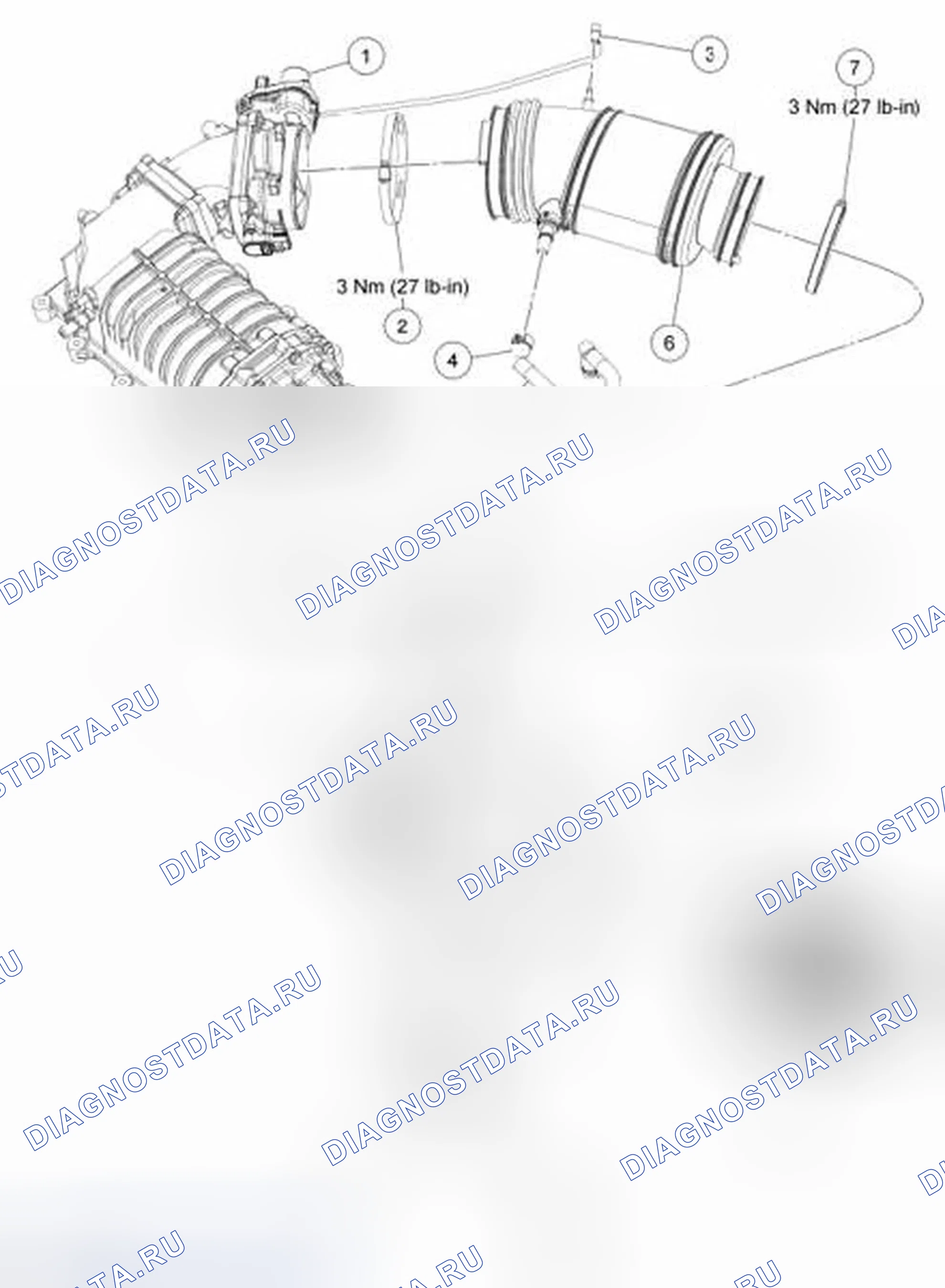 Рис. 40: Компоненты системы забора воздуха - разнесенный вид, 5.8L (4V). Ford Mustang V рестайлинг 2