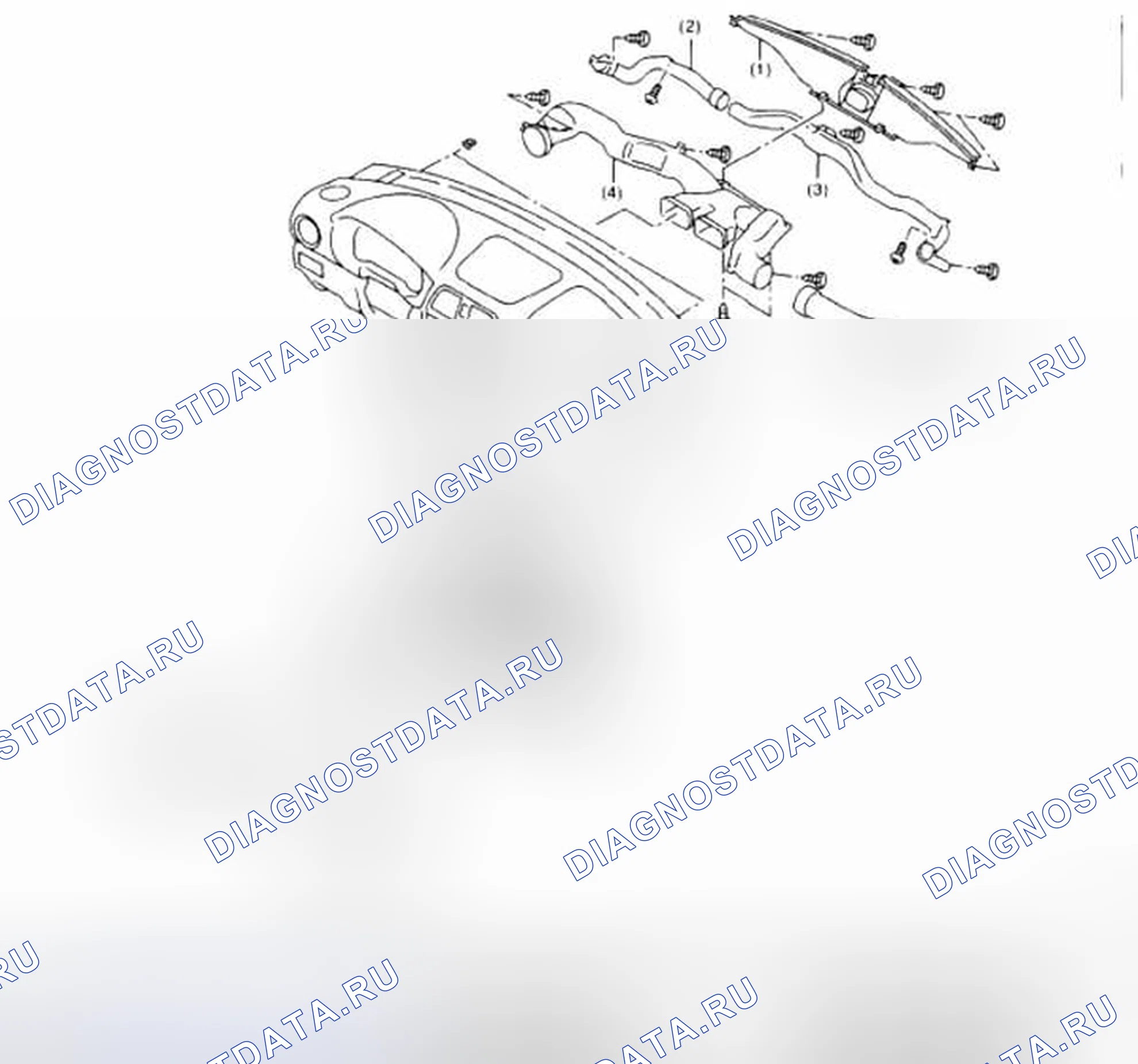 Рис. 40: Разнесенный вид канала нагревателя. Subaru Impreza GD/GC/GG рестайлинг 2
