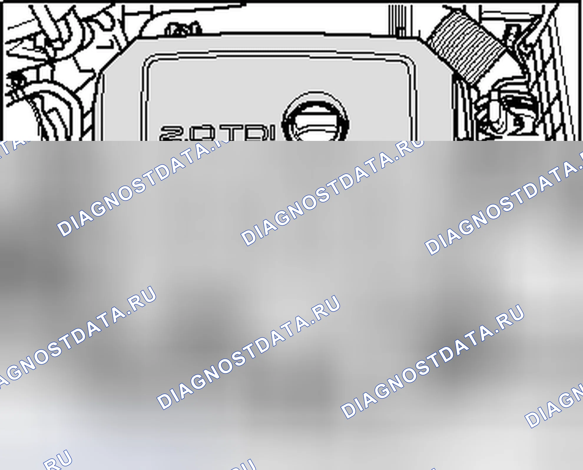Рис. 324: КРЫШКА ДВИГАТЕЛЯ, 2,0 л TDI Pd, 103 к Вт, СНЯТИЕ И УСТАНОВКА. Volkswagen Jetta V