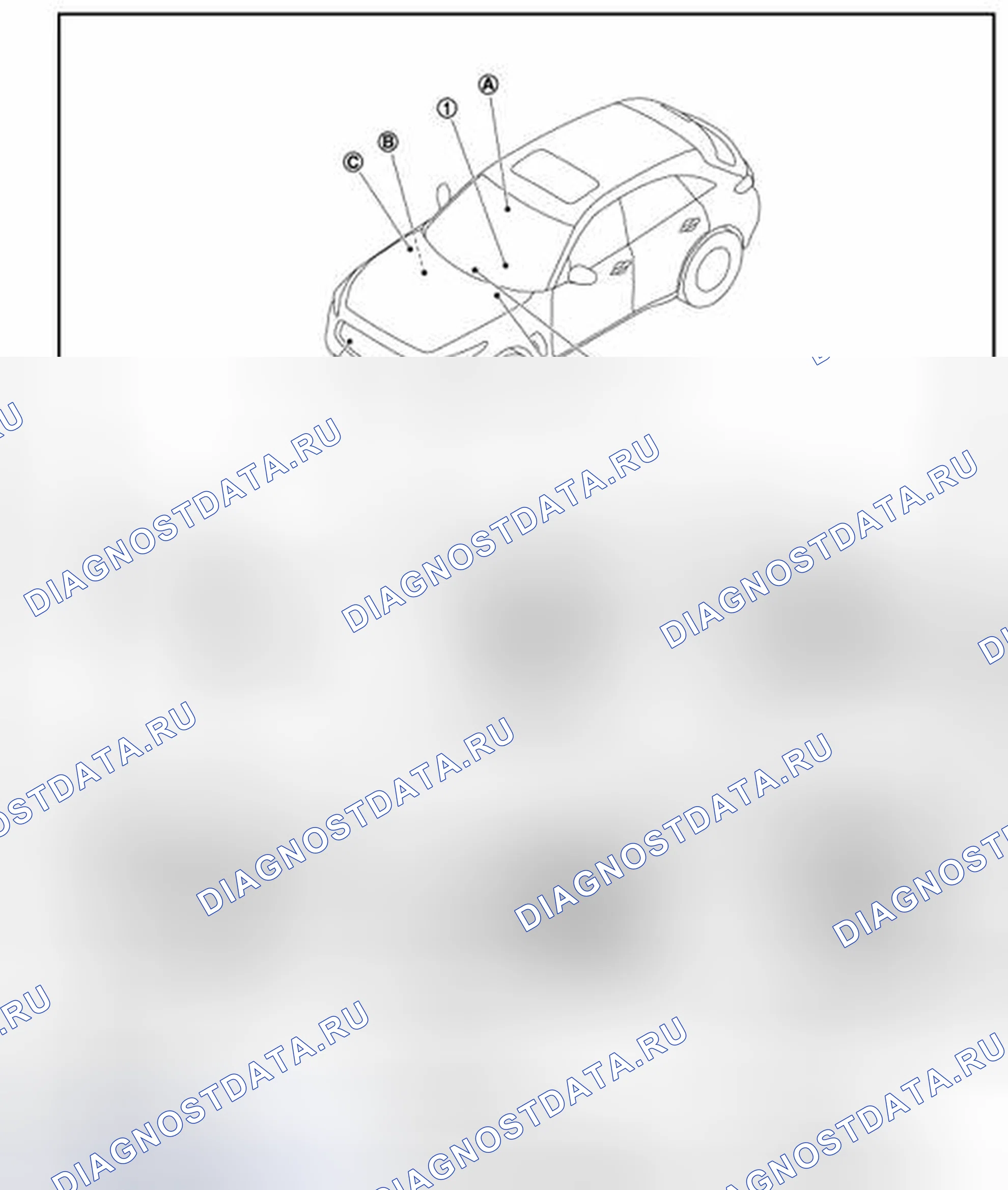 Рис. 52: С ДАТЧИКОМ ДОЖДЯ: Расположение компонентов. Infiniti FX35 II рестайлинг