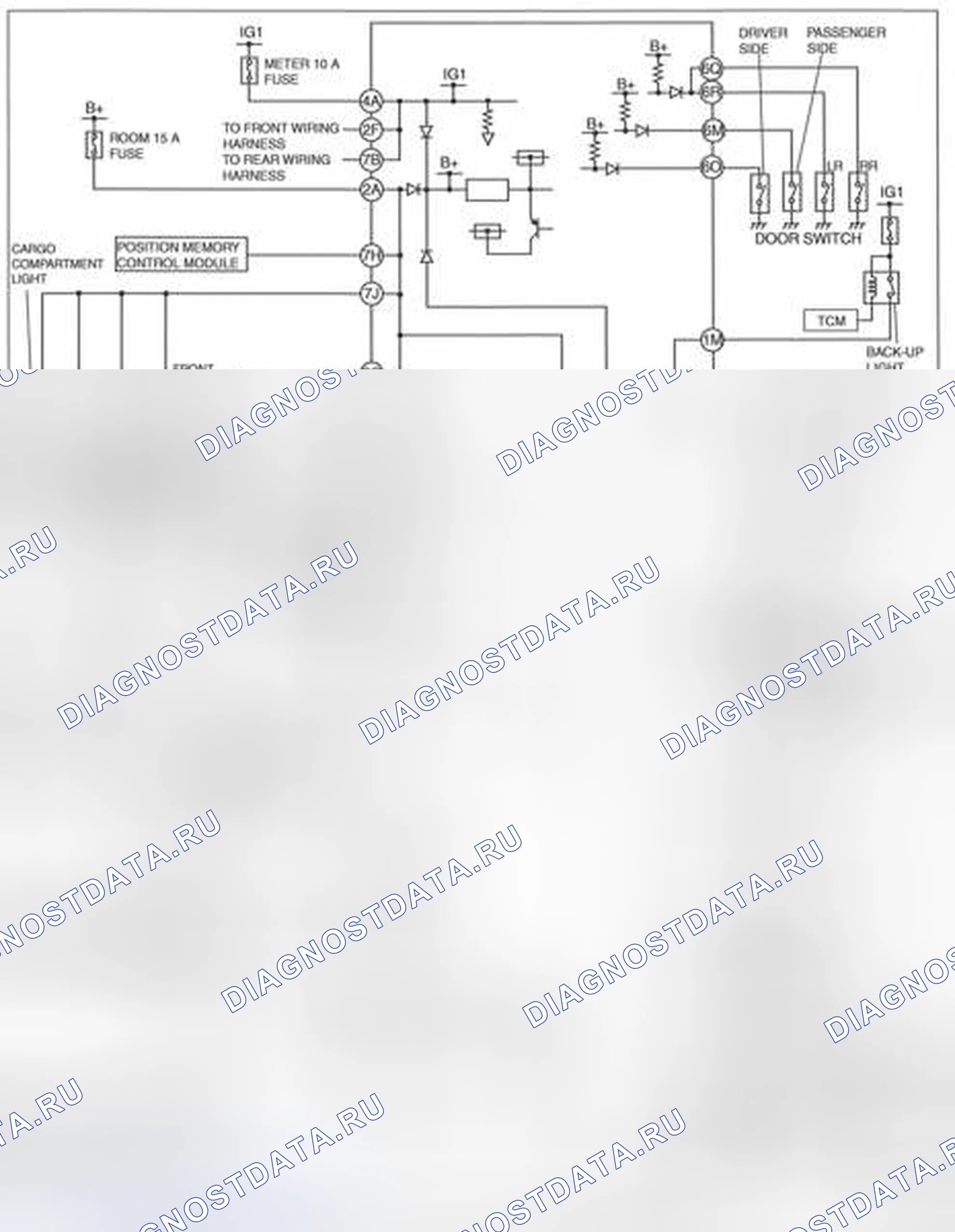 Рис. 1: СХЕМА ПОДКЛЮЧЕНИЯ БОРТОВОЙ ДИАГНОСТИКИ [BCM]. Mazda CX-9 I рестайлинг