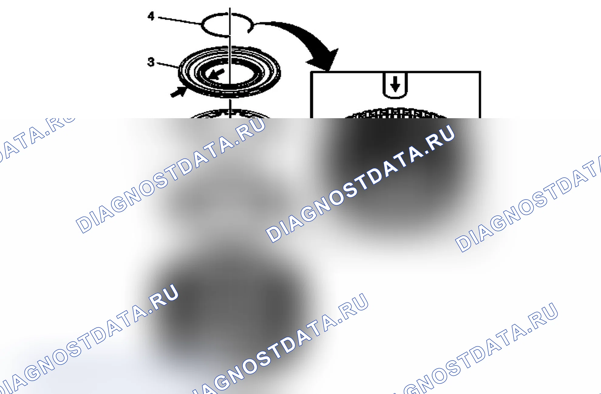 Рис. 282: 1-2-3-4 Установка поршня сцепления. Chevrolet Express G1500 